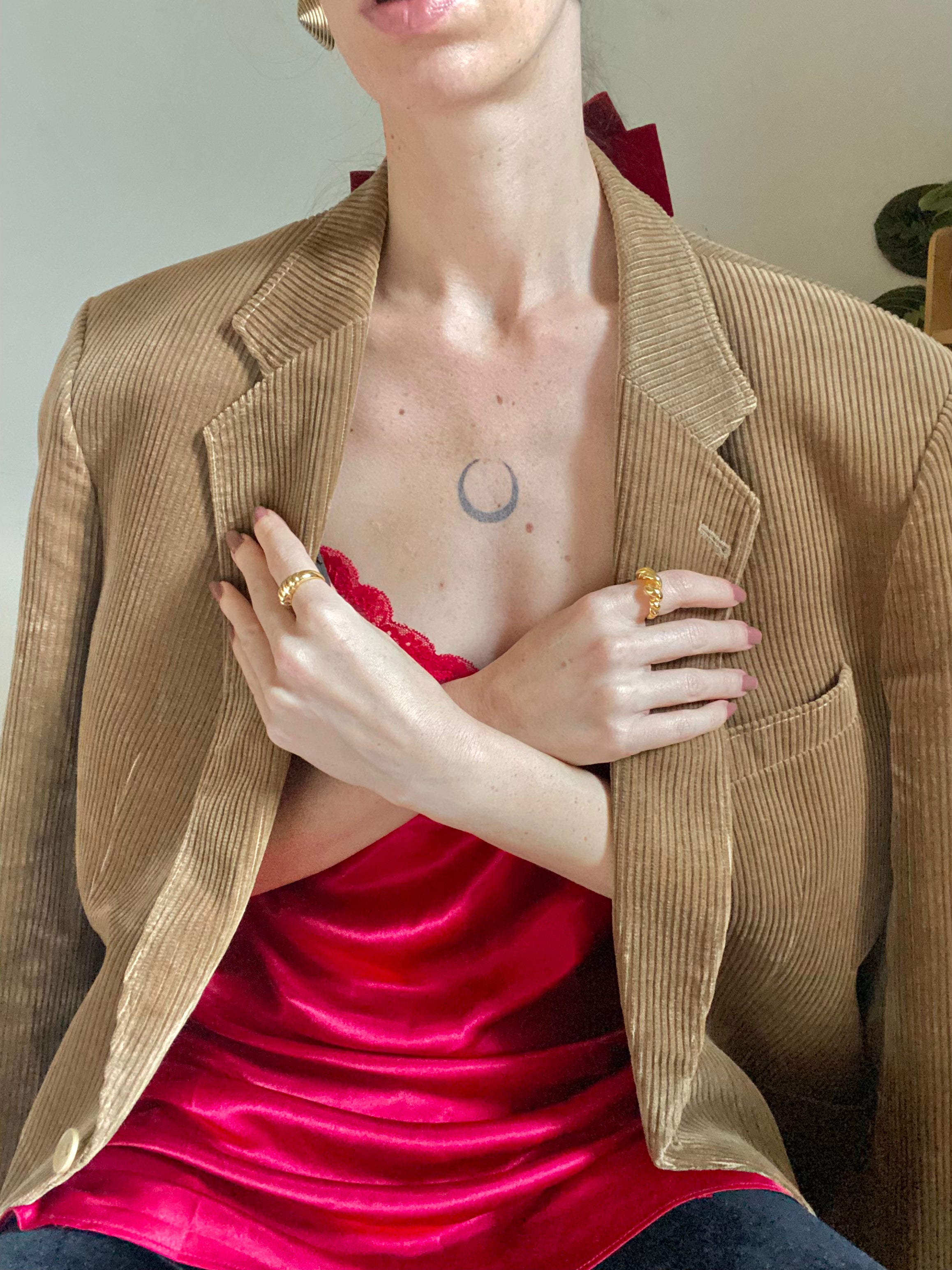 Blazer boxy sabbia in velluto a coste