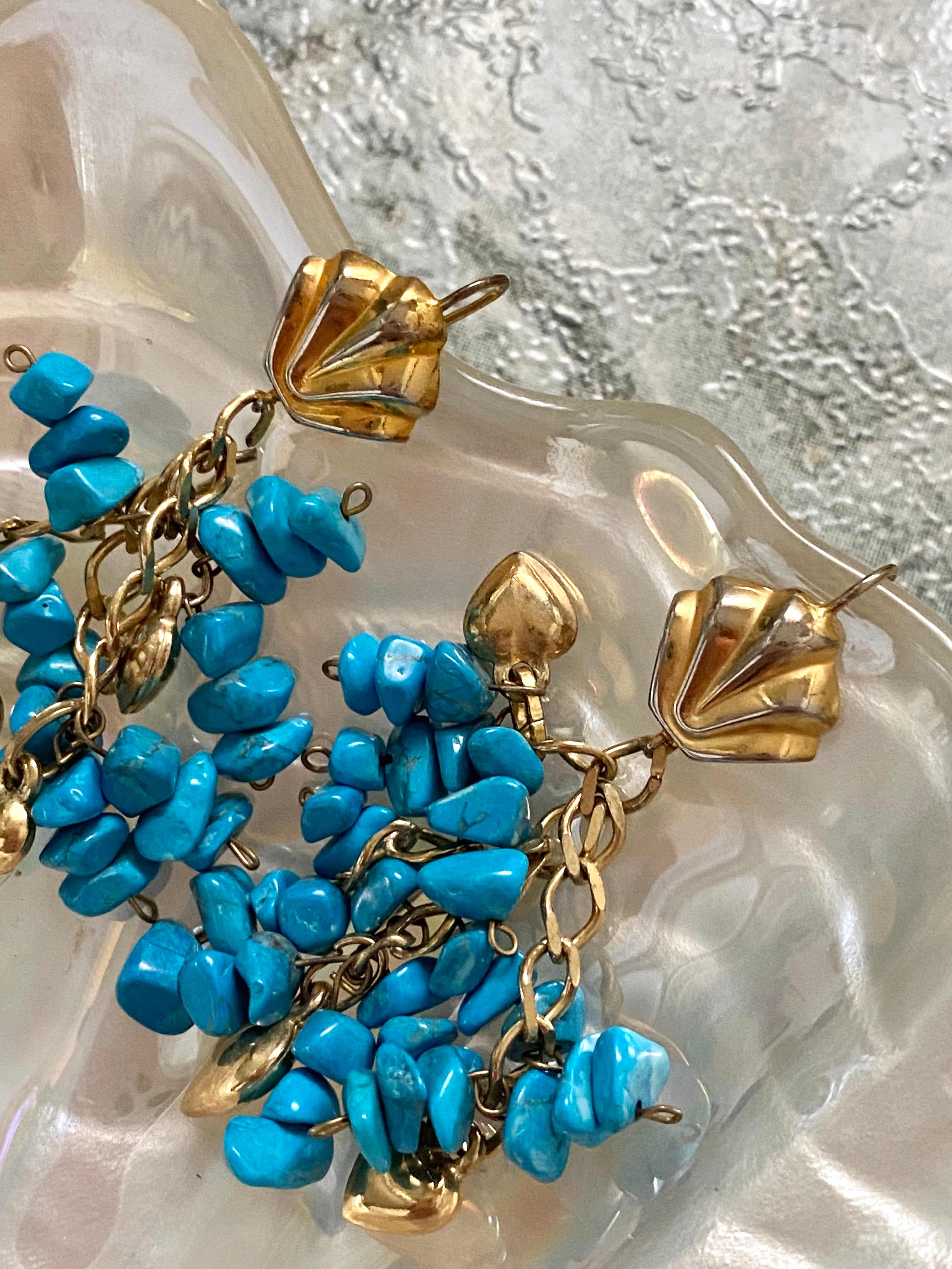 Ischia Orecchini a conchiglia e turchesi