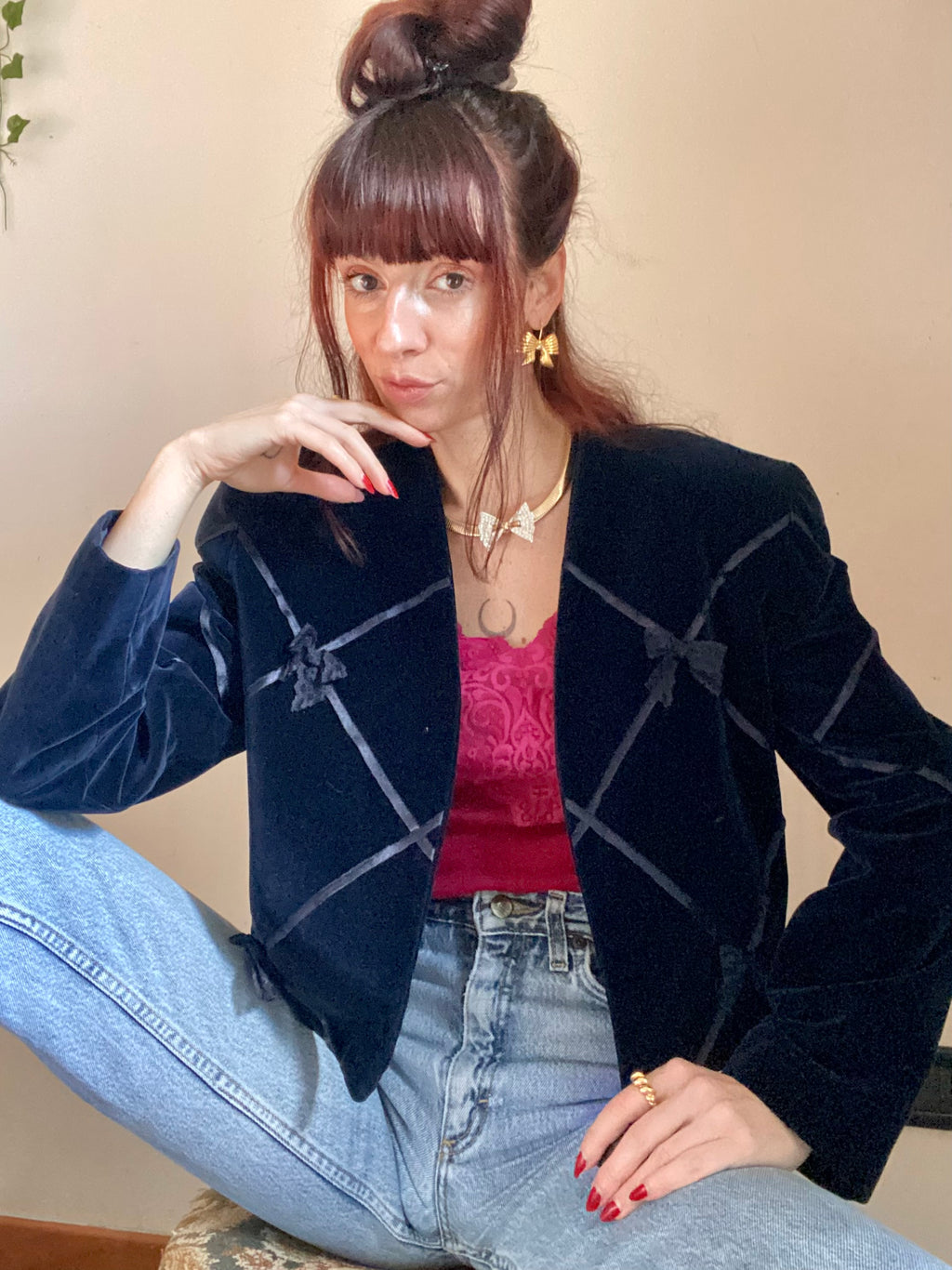 Blazer velvet bolero fiocchi