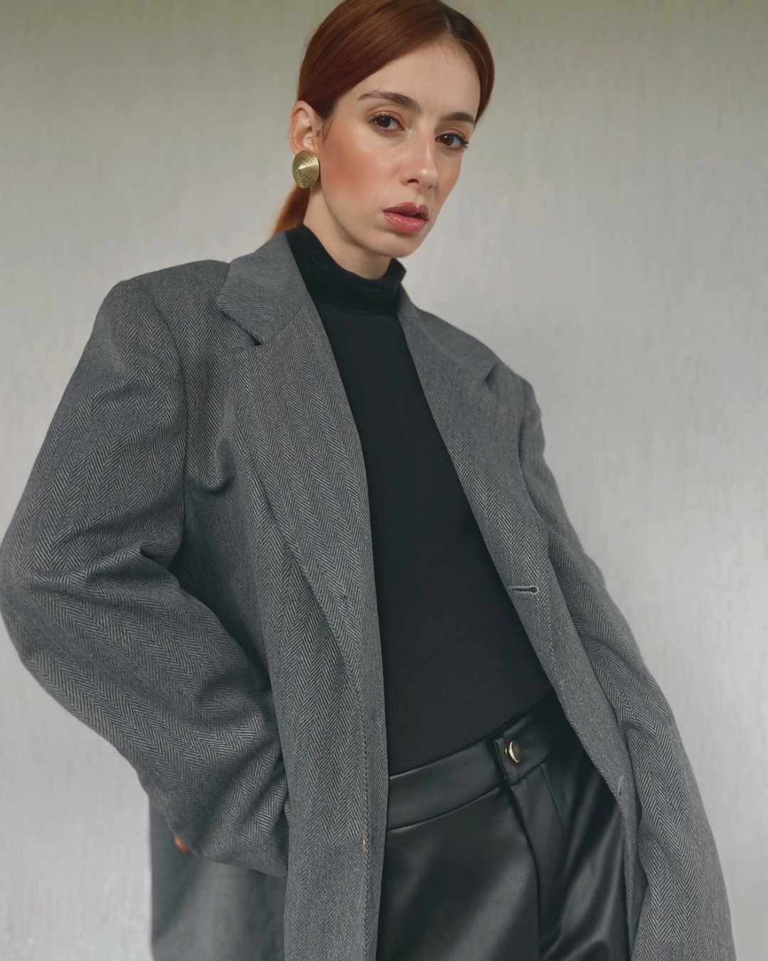 Blazer boxy monopetto grigio scuro lavorazione zig zag