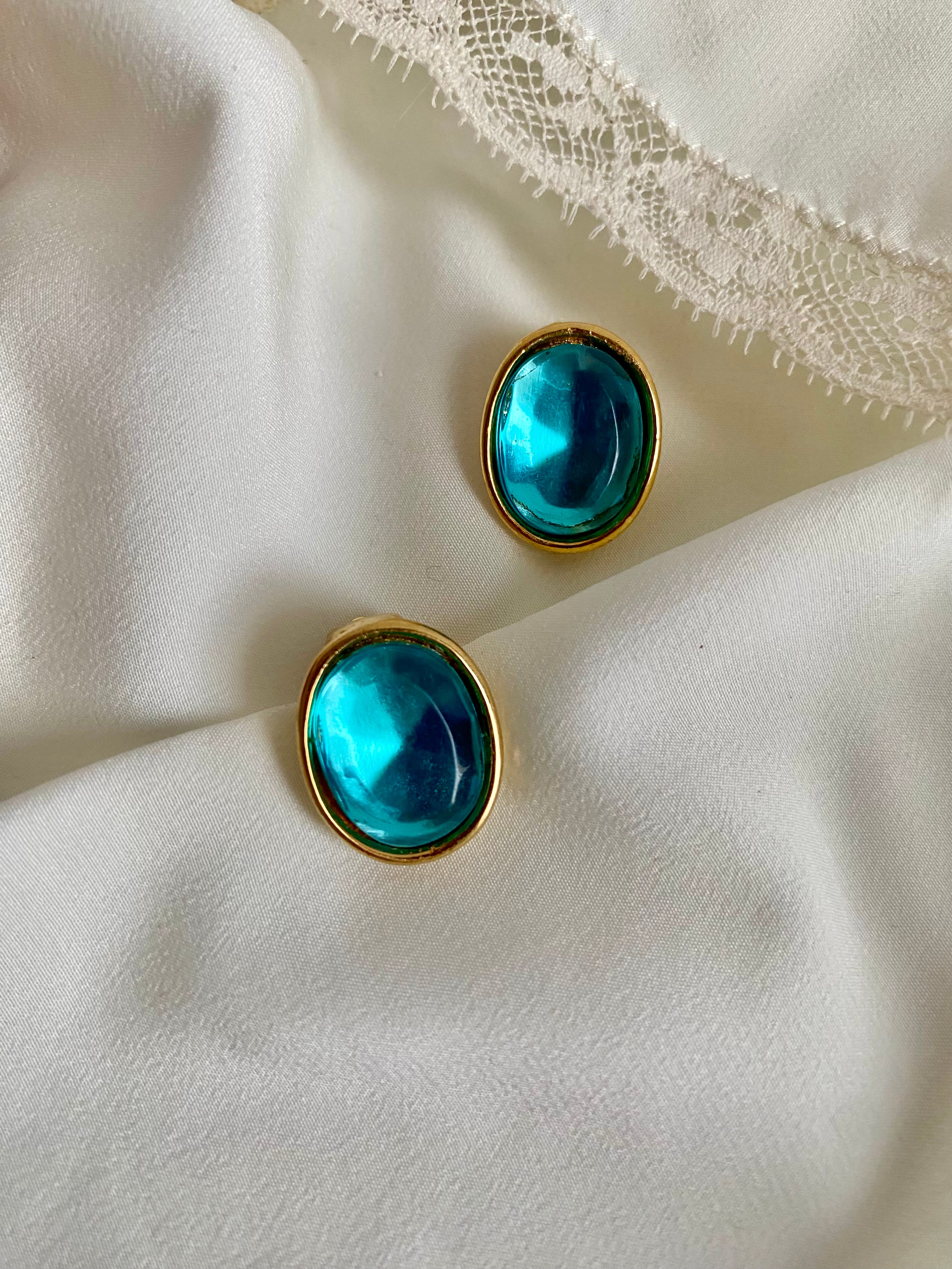 Celeste orecchini a bottone