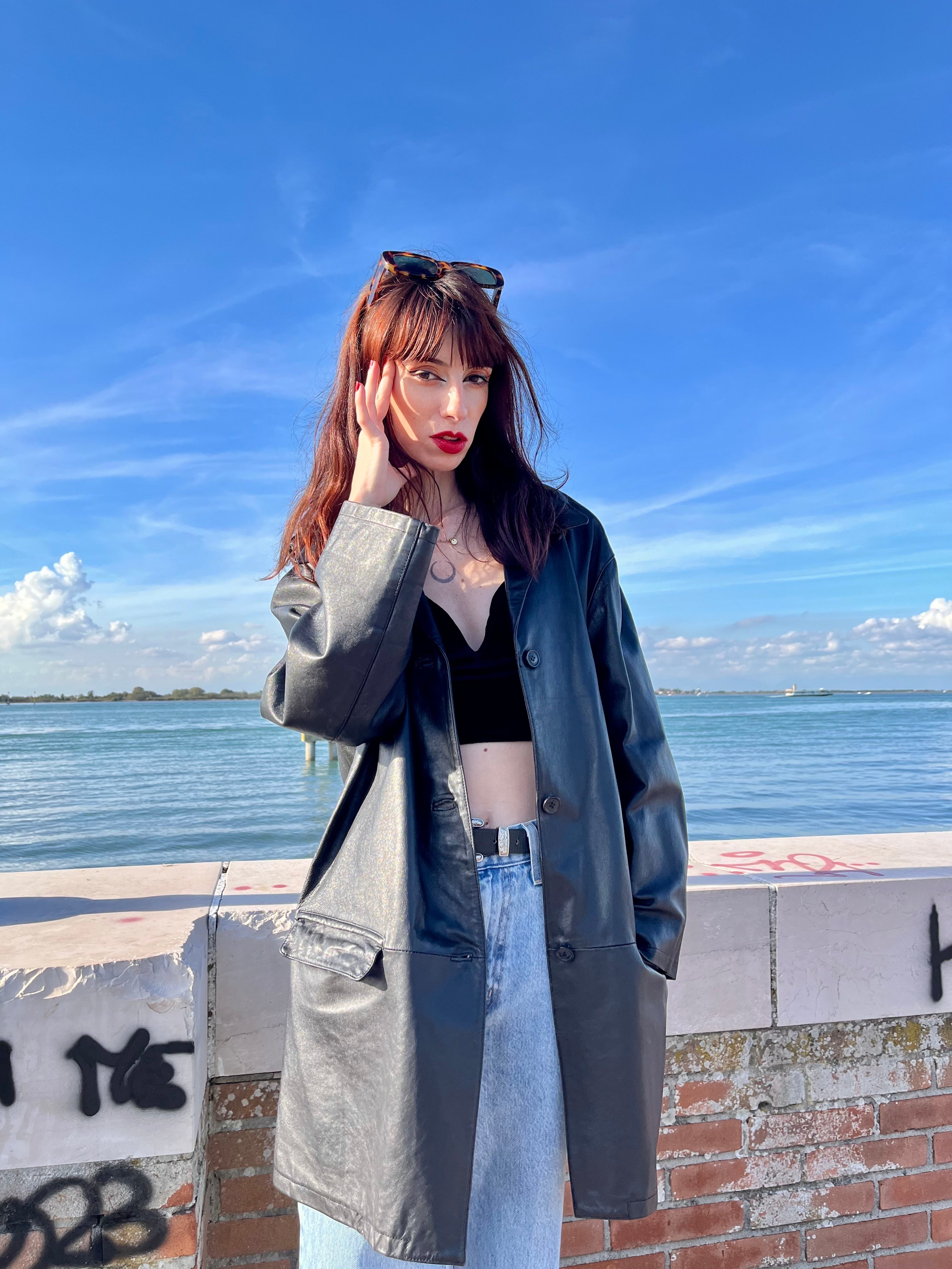 Conbipel blazer in pelle monopetto