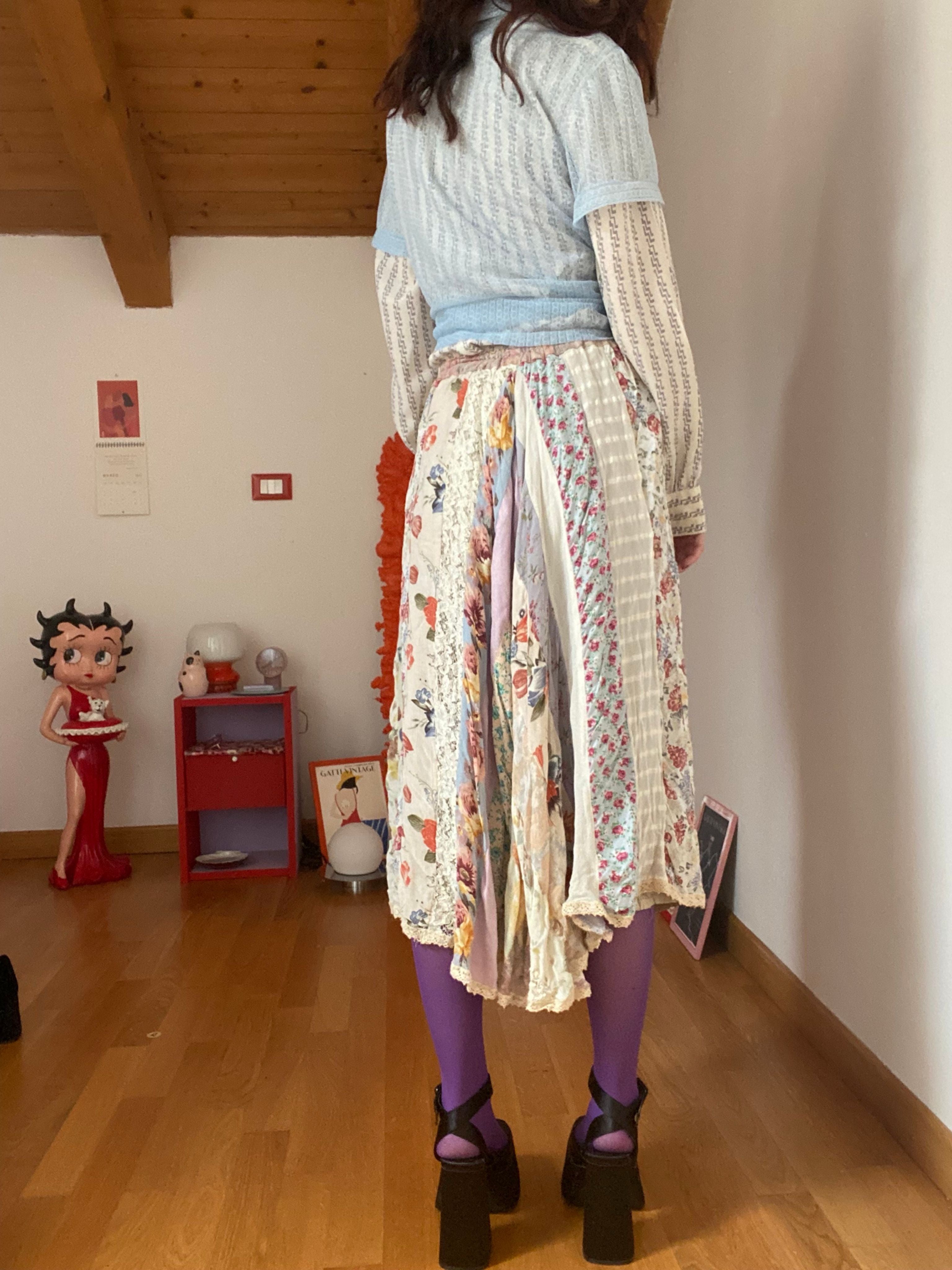 Gonna midi effetto stropicciato 70s