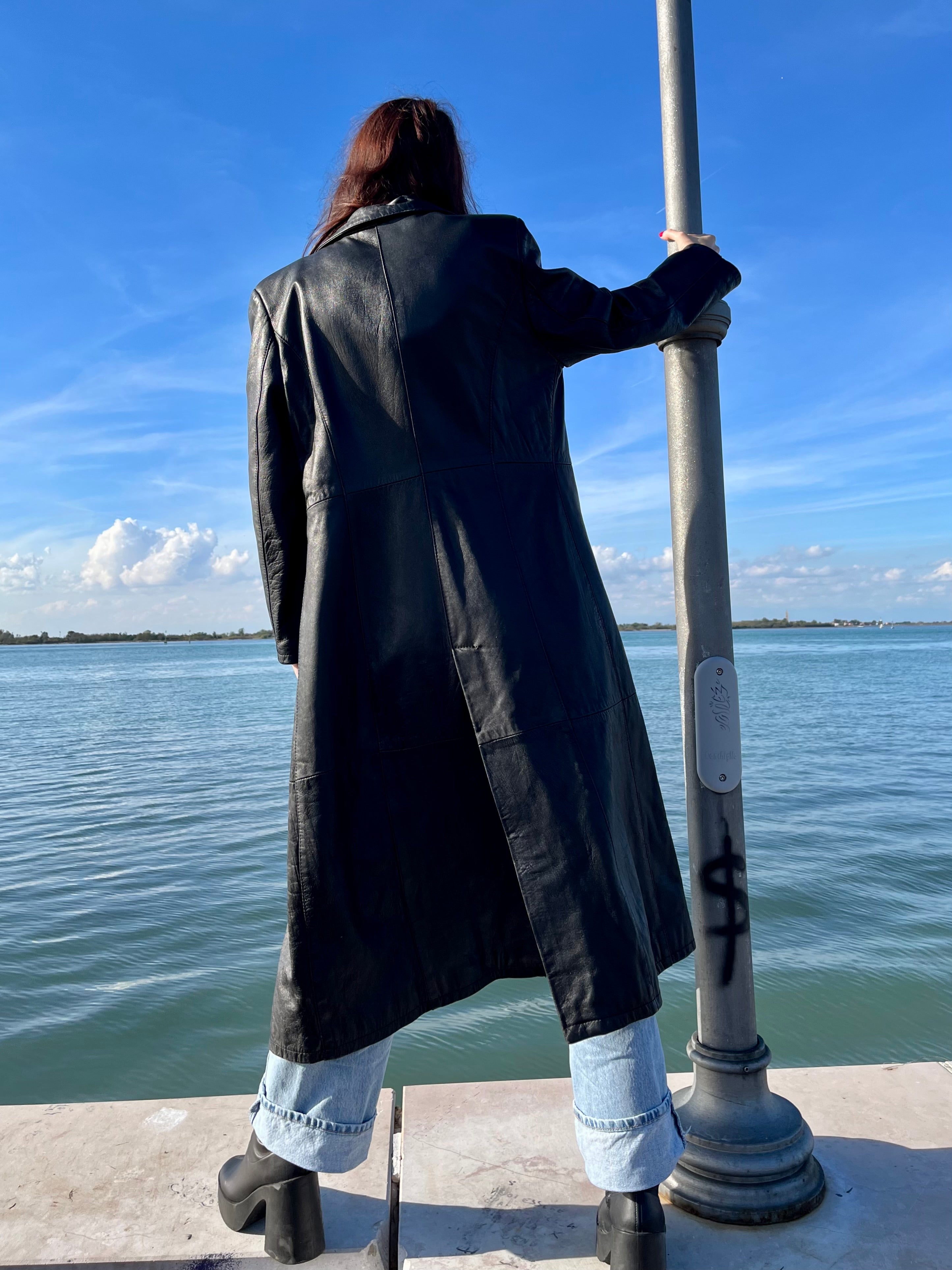 Cappotto lungo in pelle