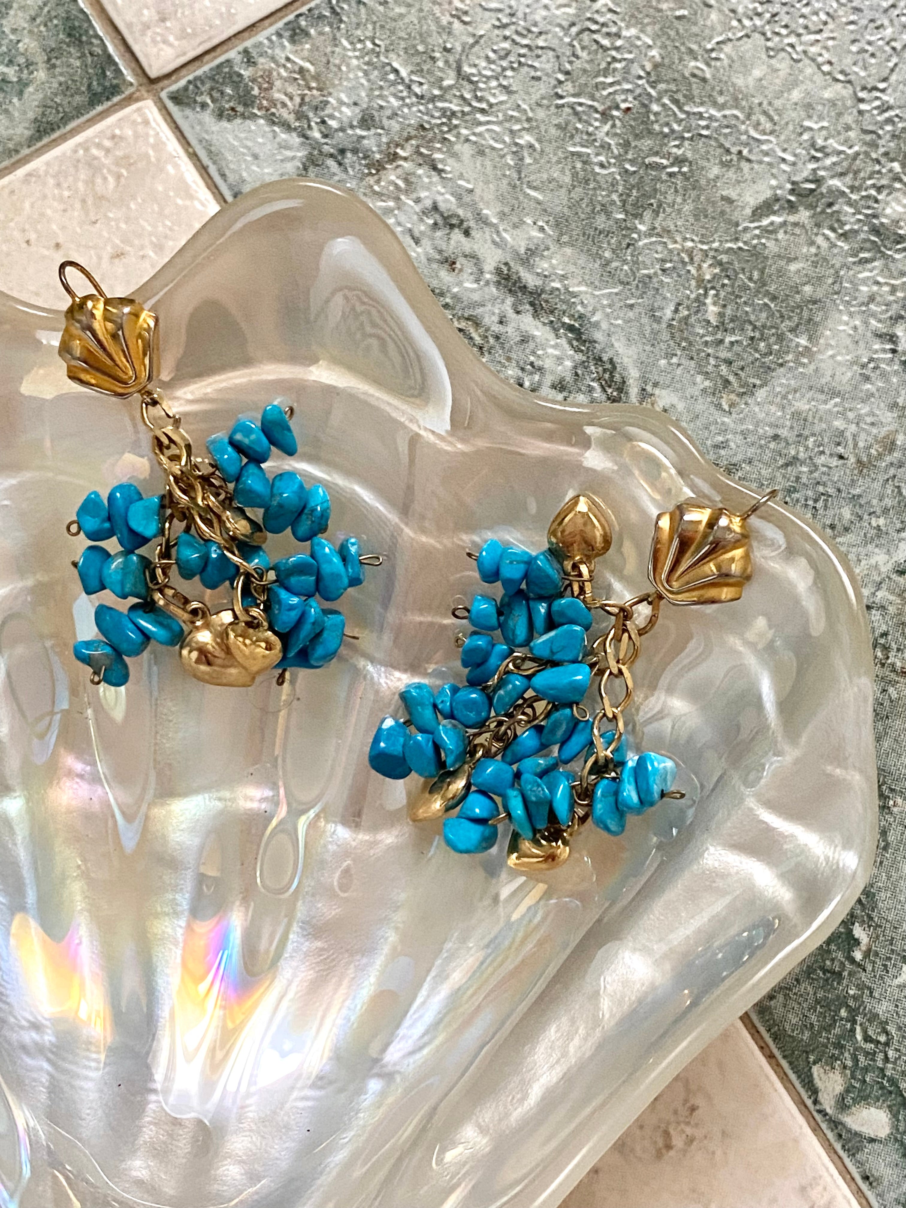 Ischia Orecchini a conchiglia e turchesi