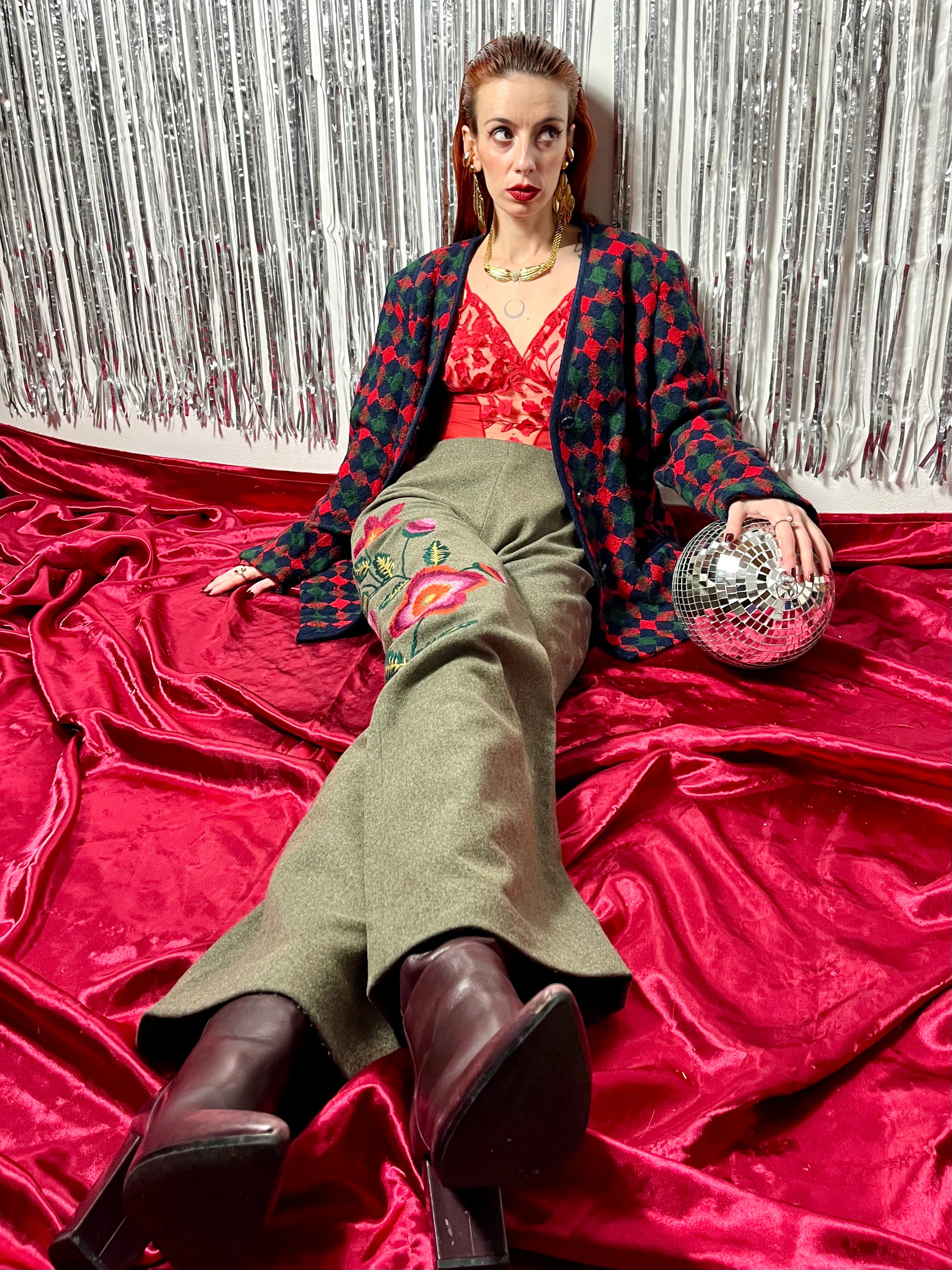 Pantalon en laine olive Mariella Burani