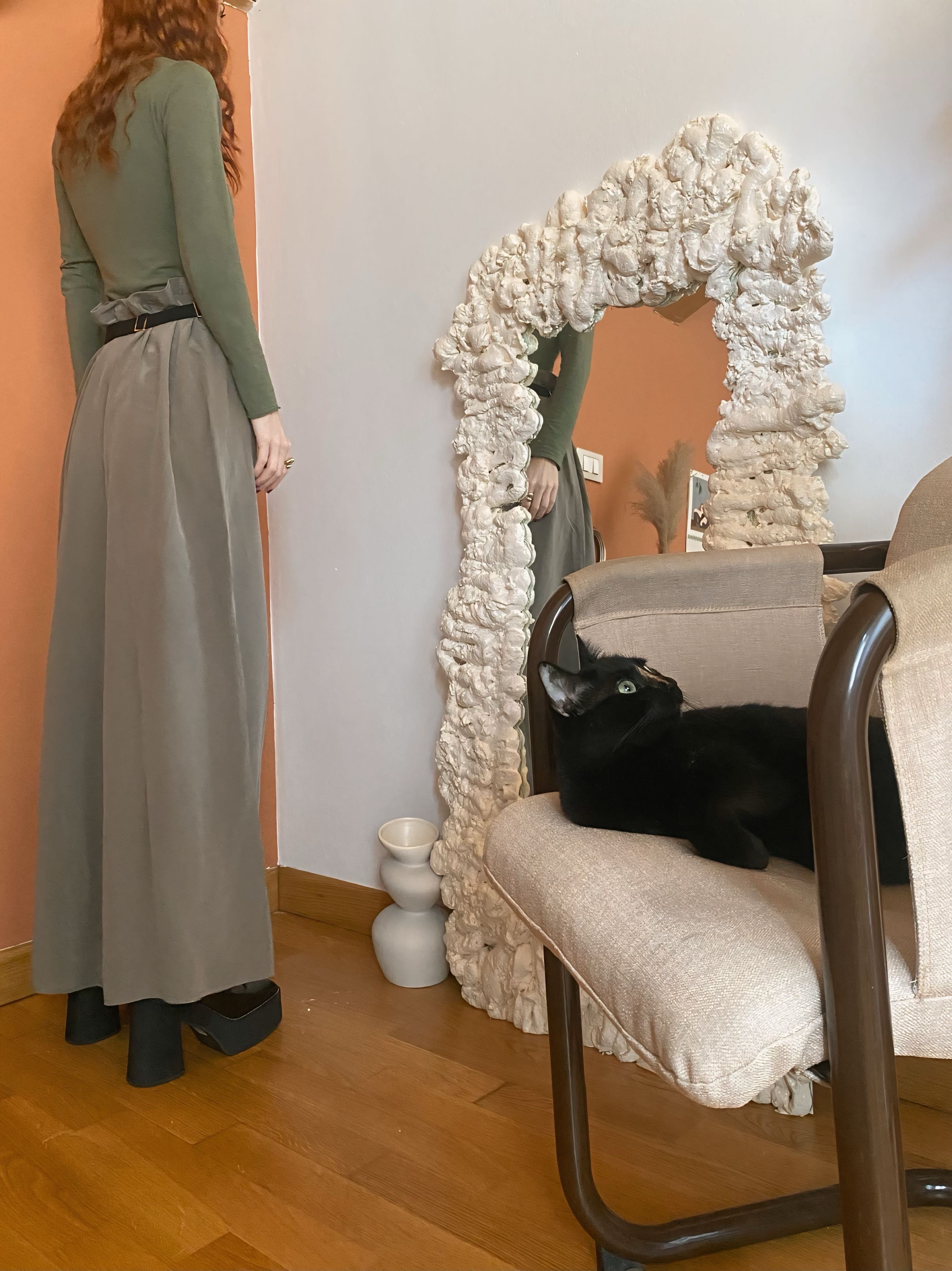 Pantalon sauge en pure soie