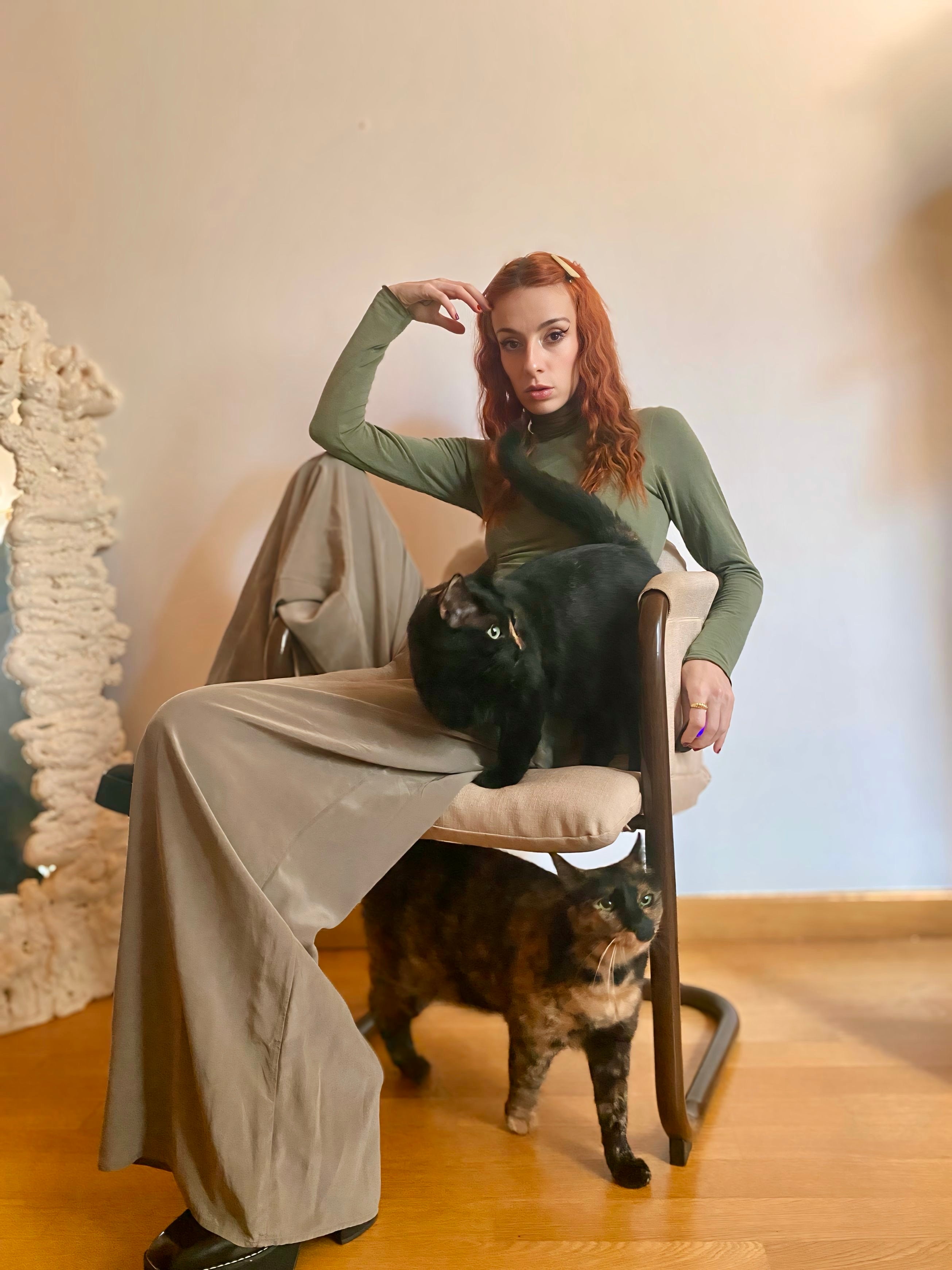 Pantalon sauge en pure soie