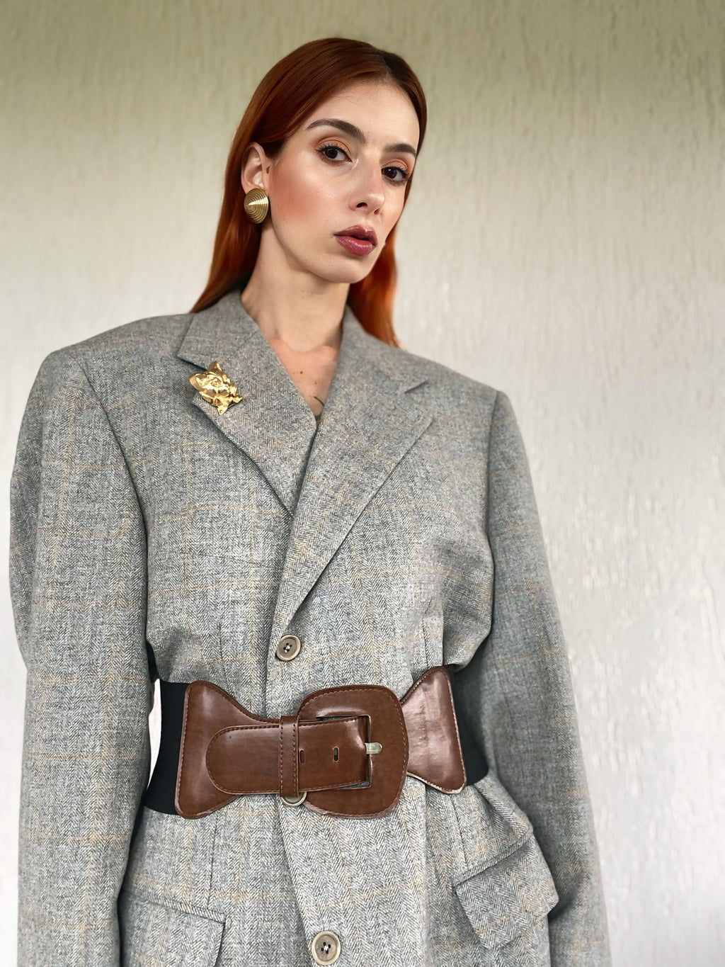 Blazer boxy gris cendré à simple boutonnage