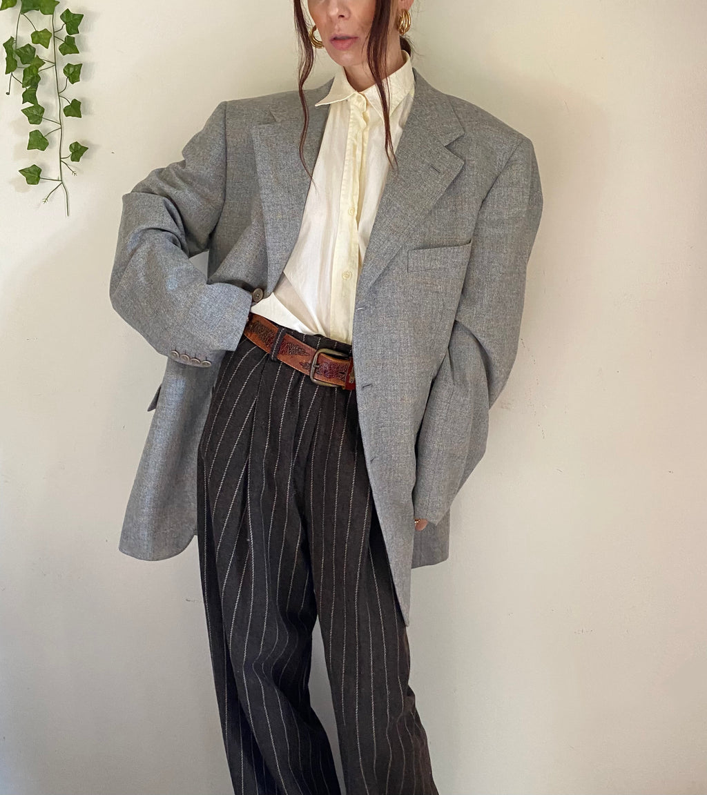 Blazer boxy grigio cenere monopetto