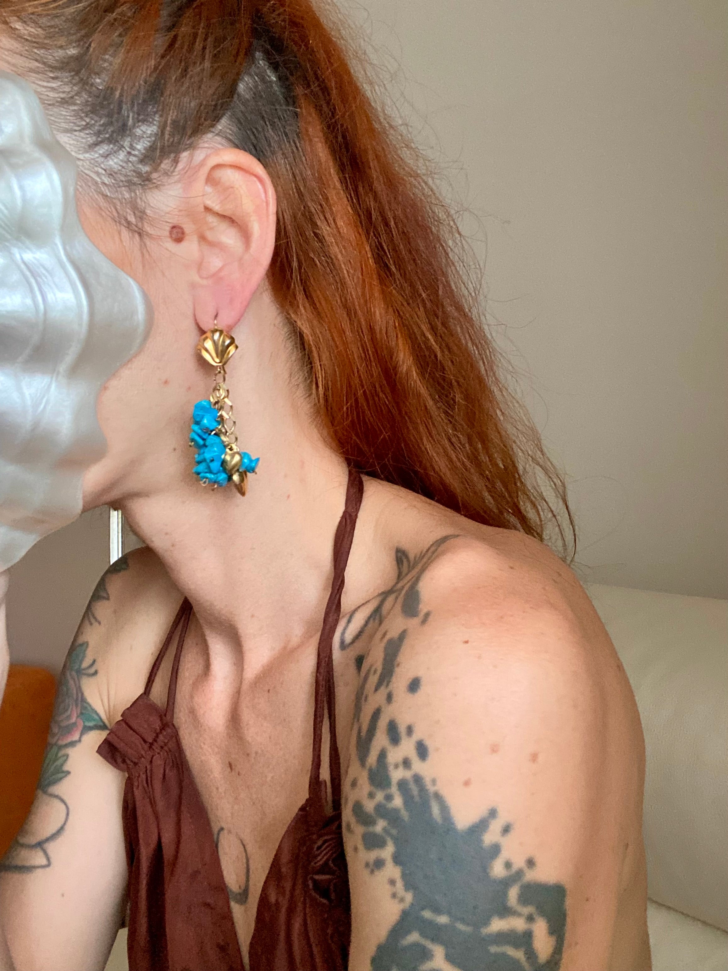 Ischia Orecchini a conchiglia e turchesi