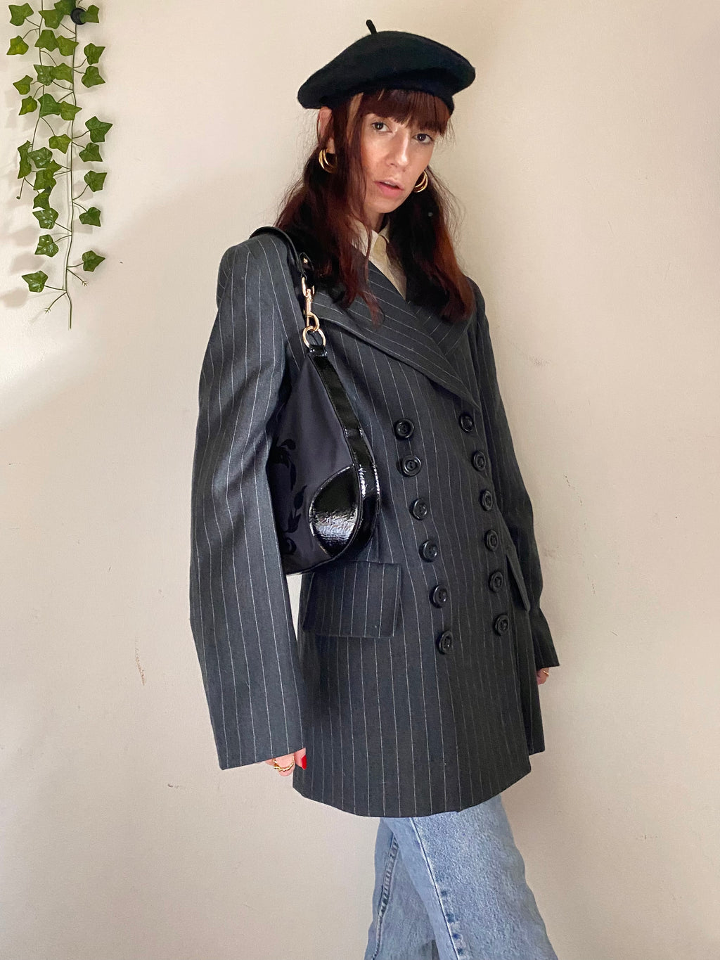 Blazer sfiancato gessato doppiopetto