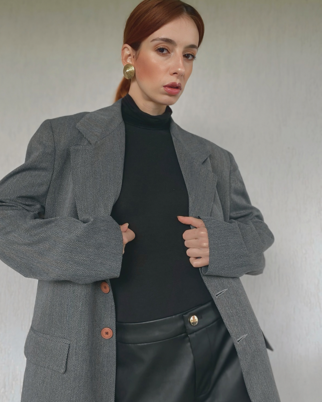 Blazer boxy monopetto grigio scuro lavorazione zig zag