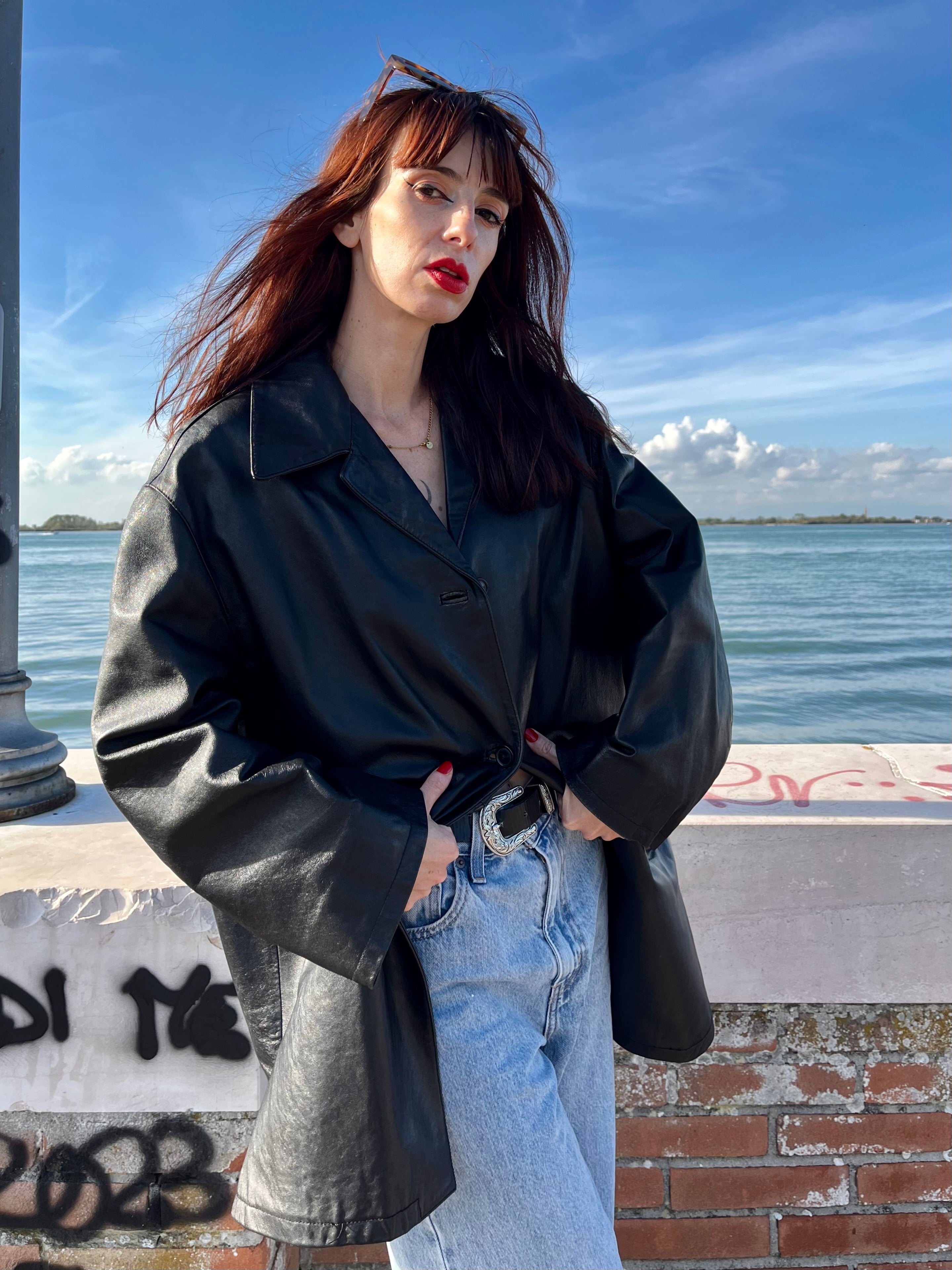 Conbipel blazer in pelle monopetto