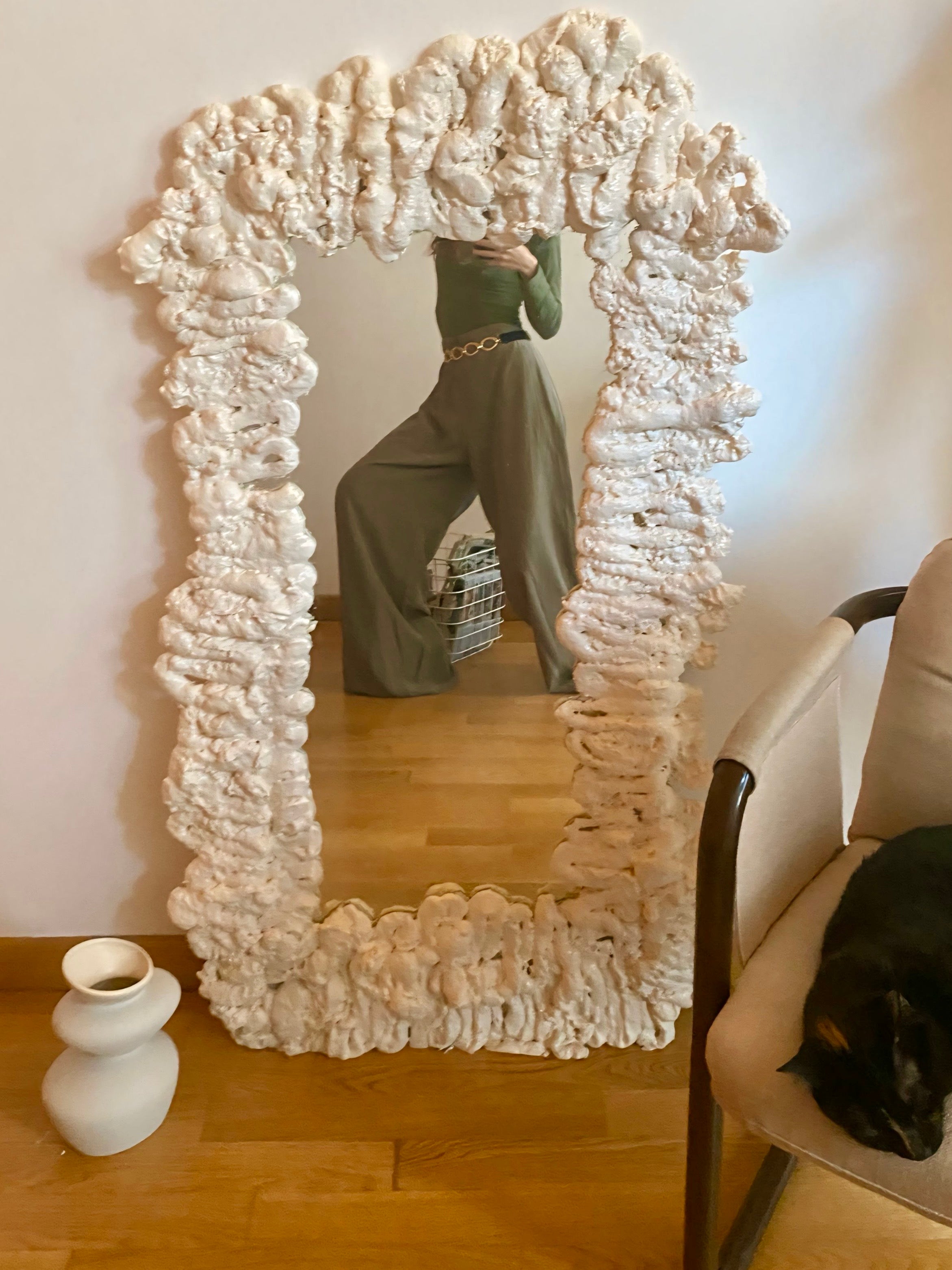 Pantalone salvia in pura seta