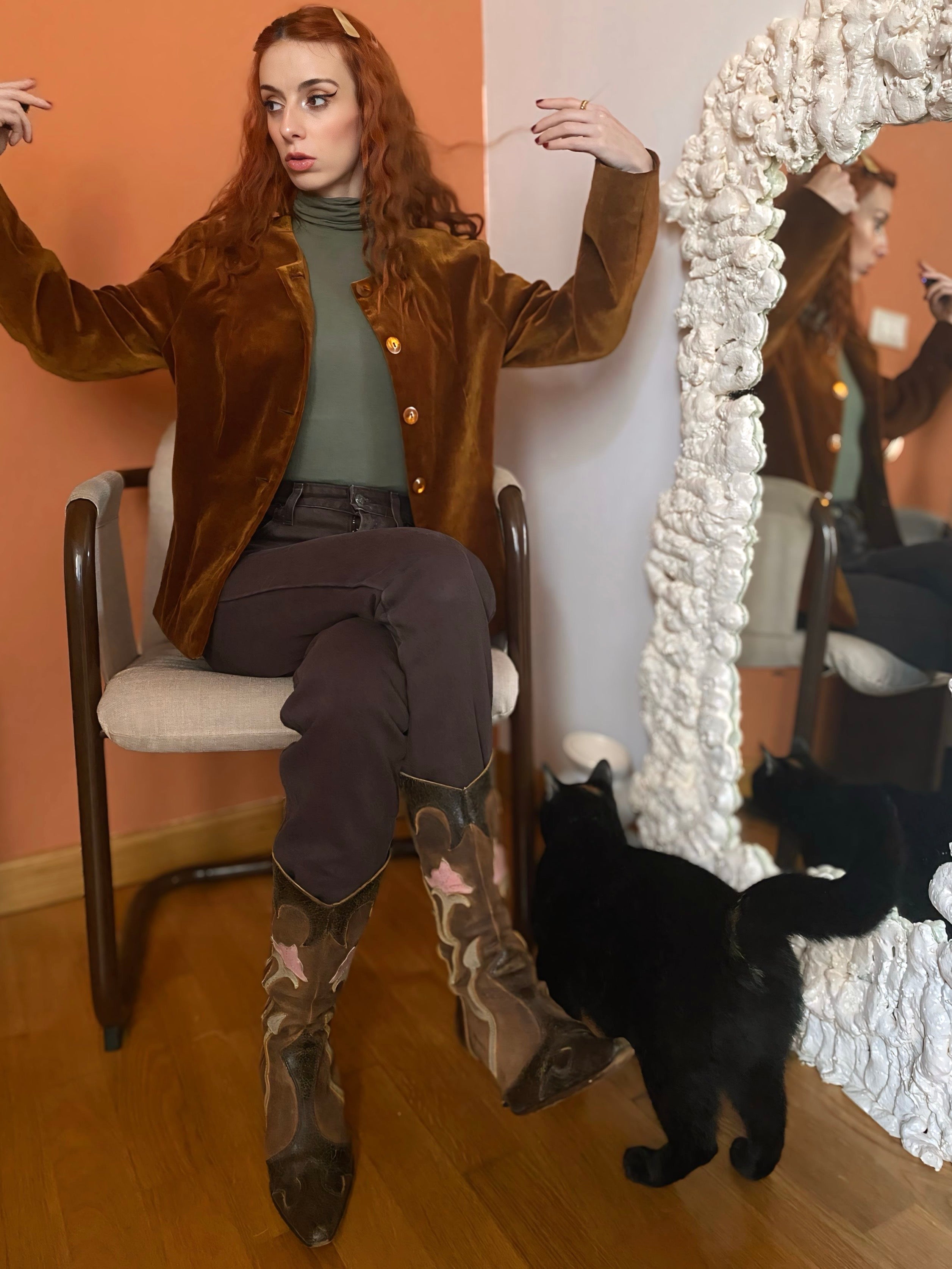 Blazer caramello in velluto