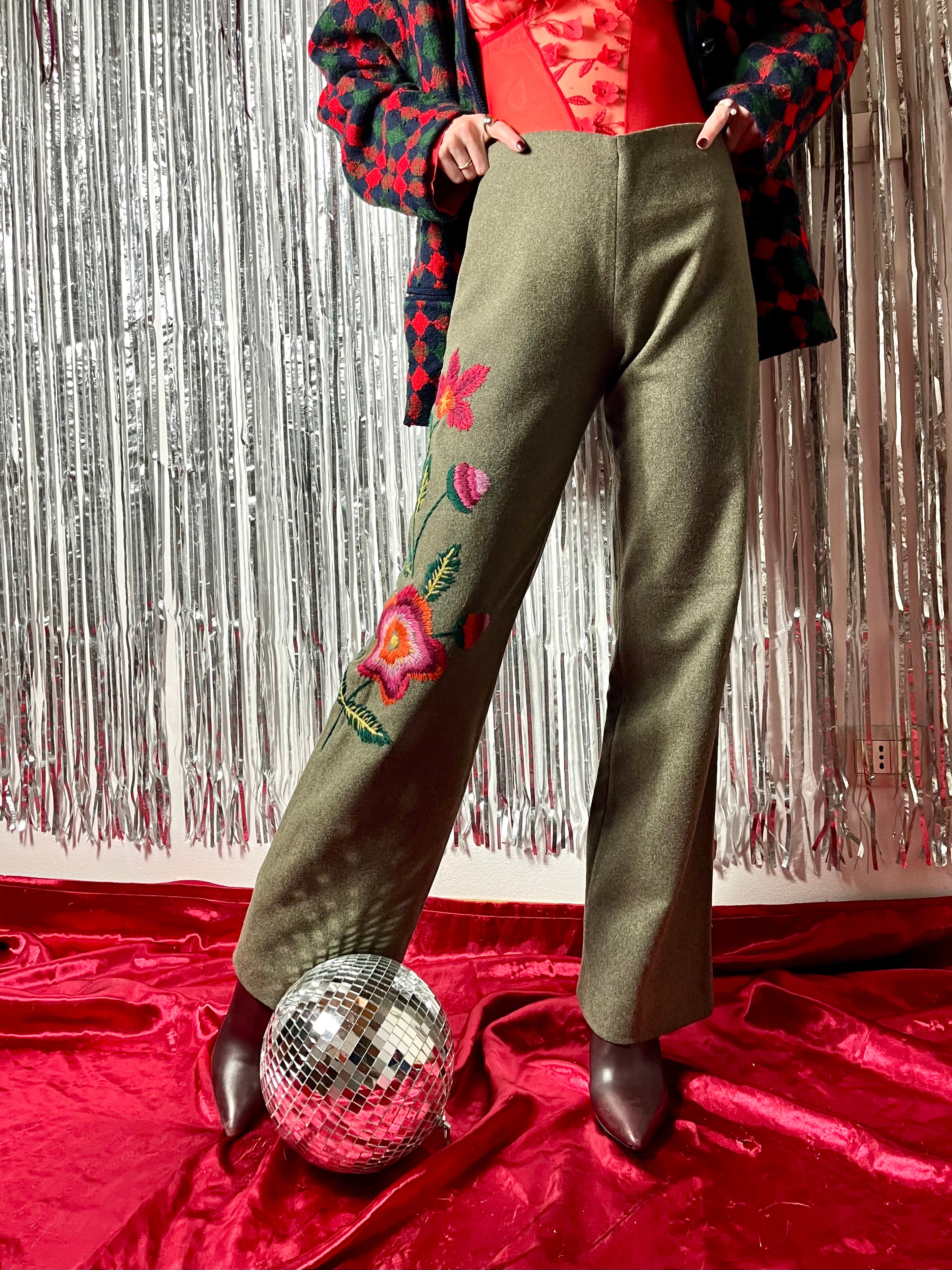 Pantalon en laine olive Mariella Burani