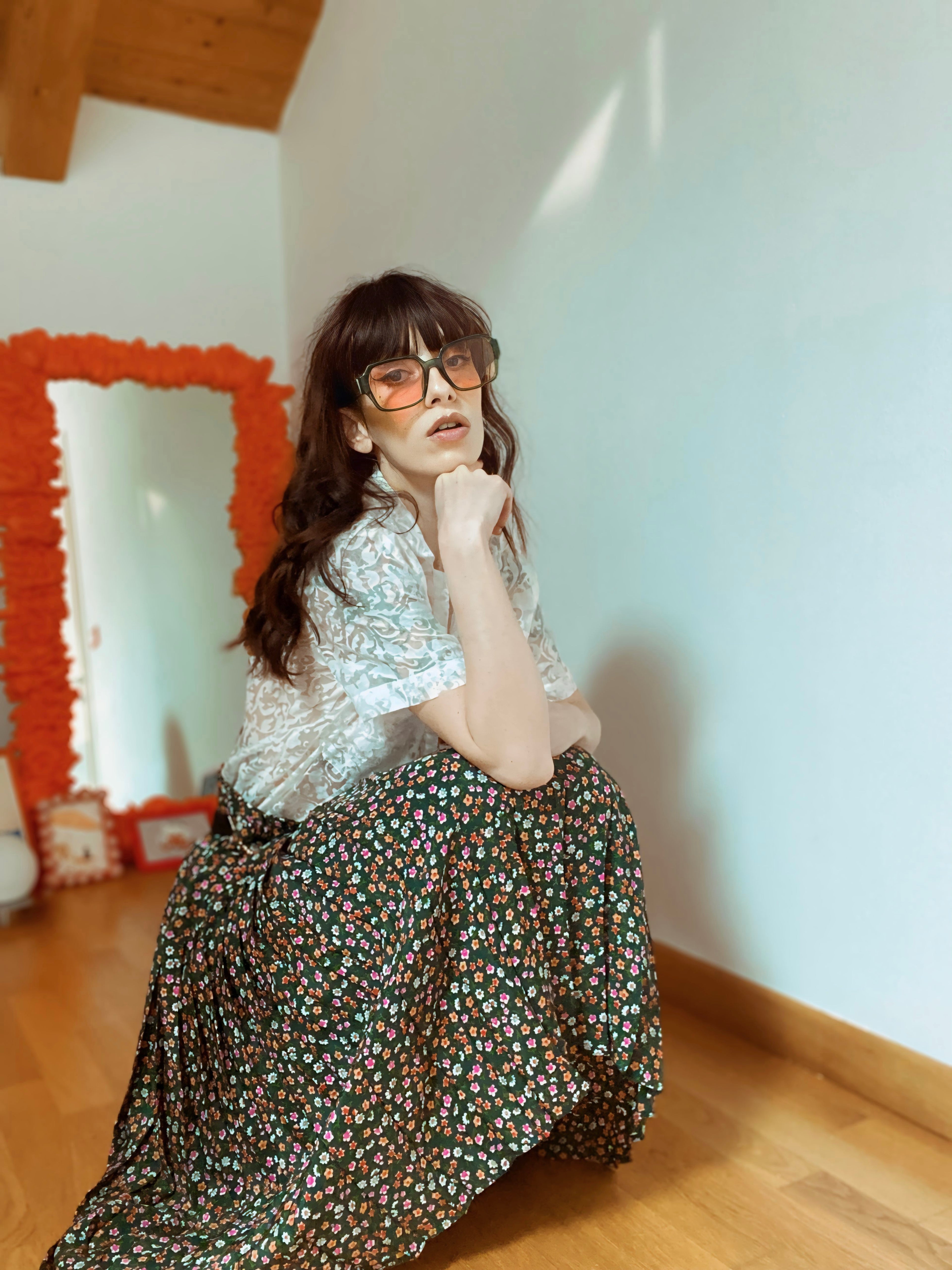 Gonna Midi a pieghe Floreale