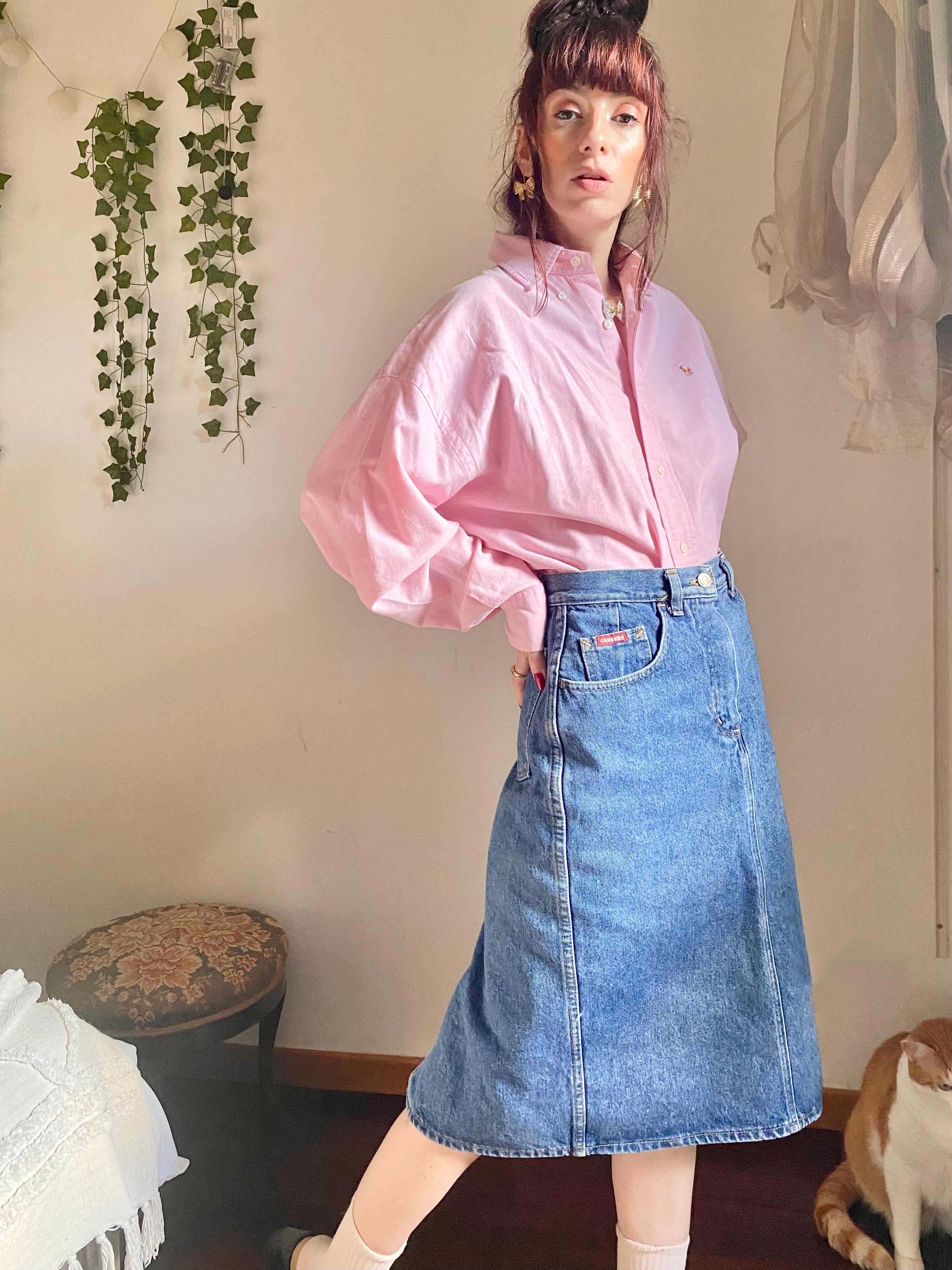 Gonna Carrera midi in jeans