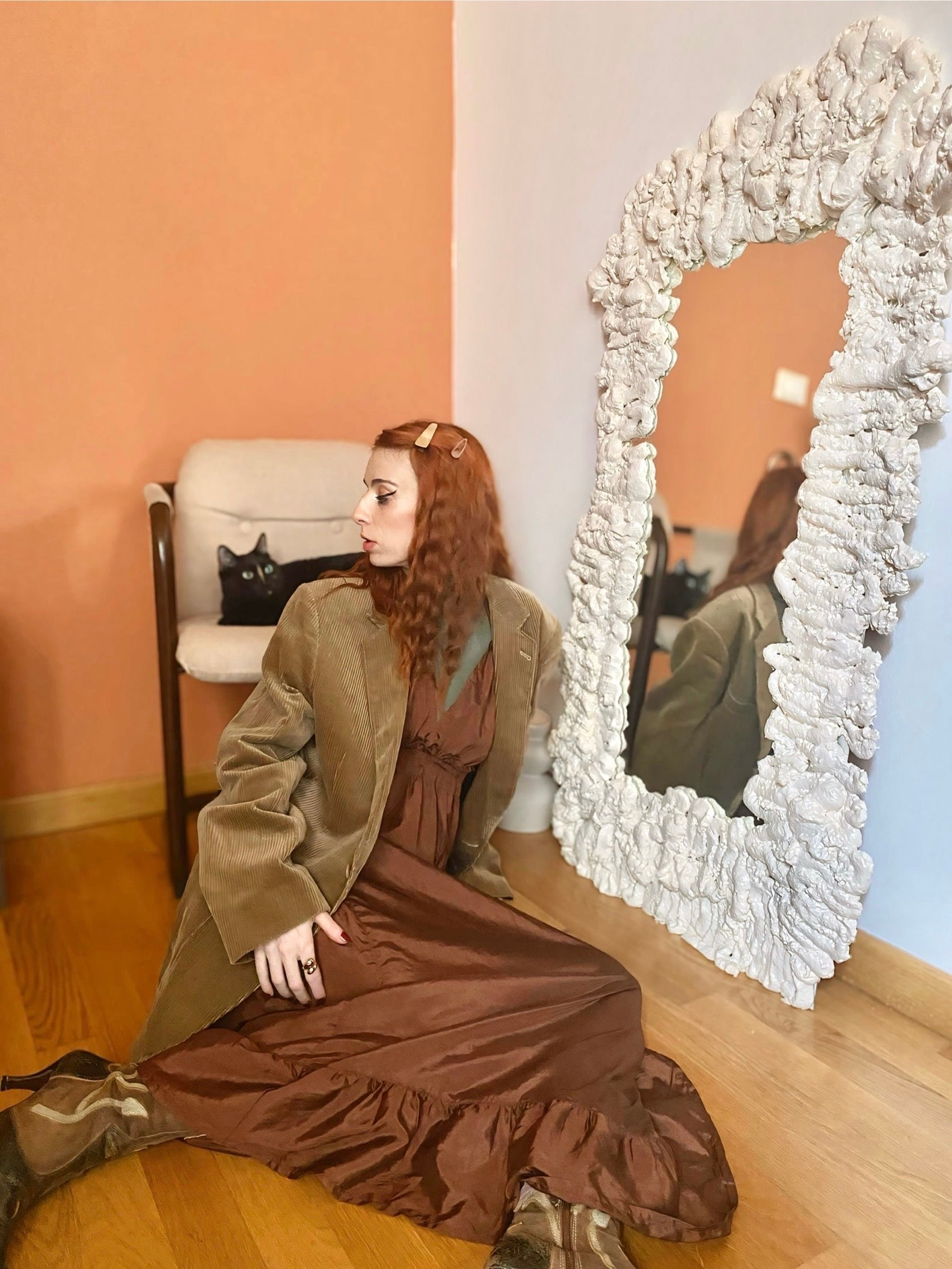 Blazer boxy sabbia in velluto a coste