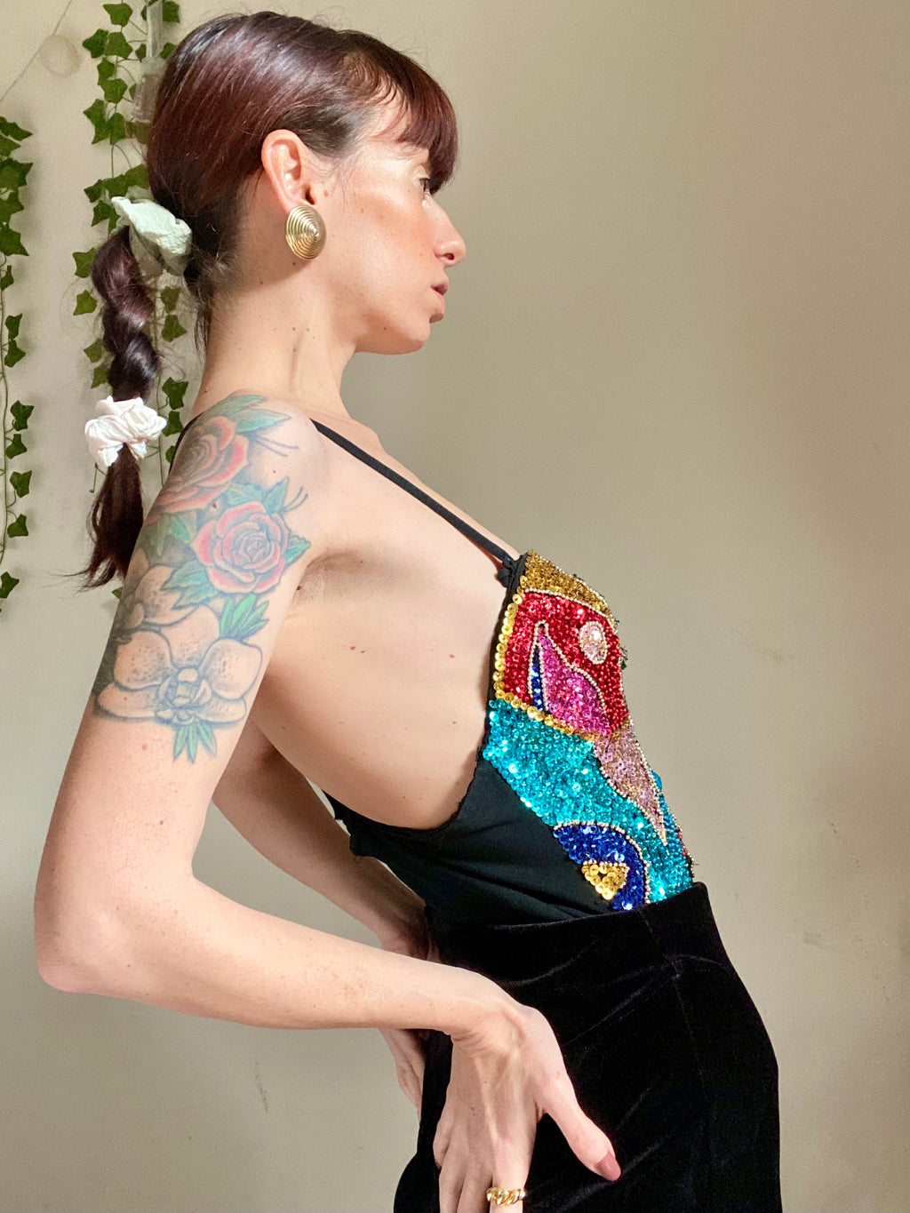 Body corsetto rigido con lustrini