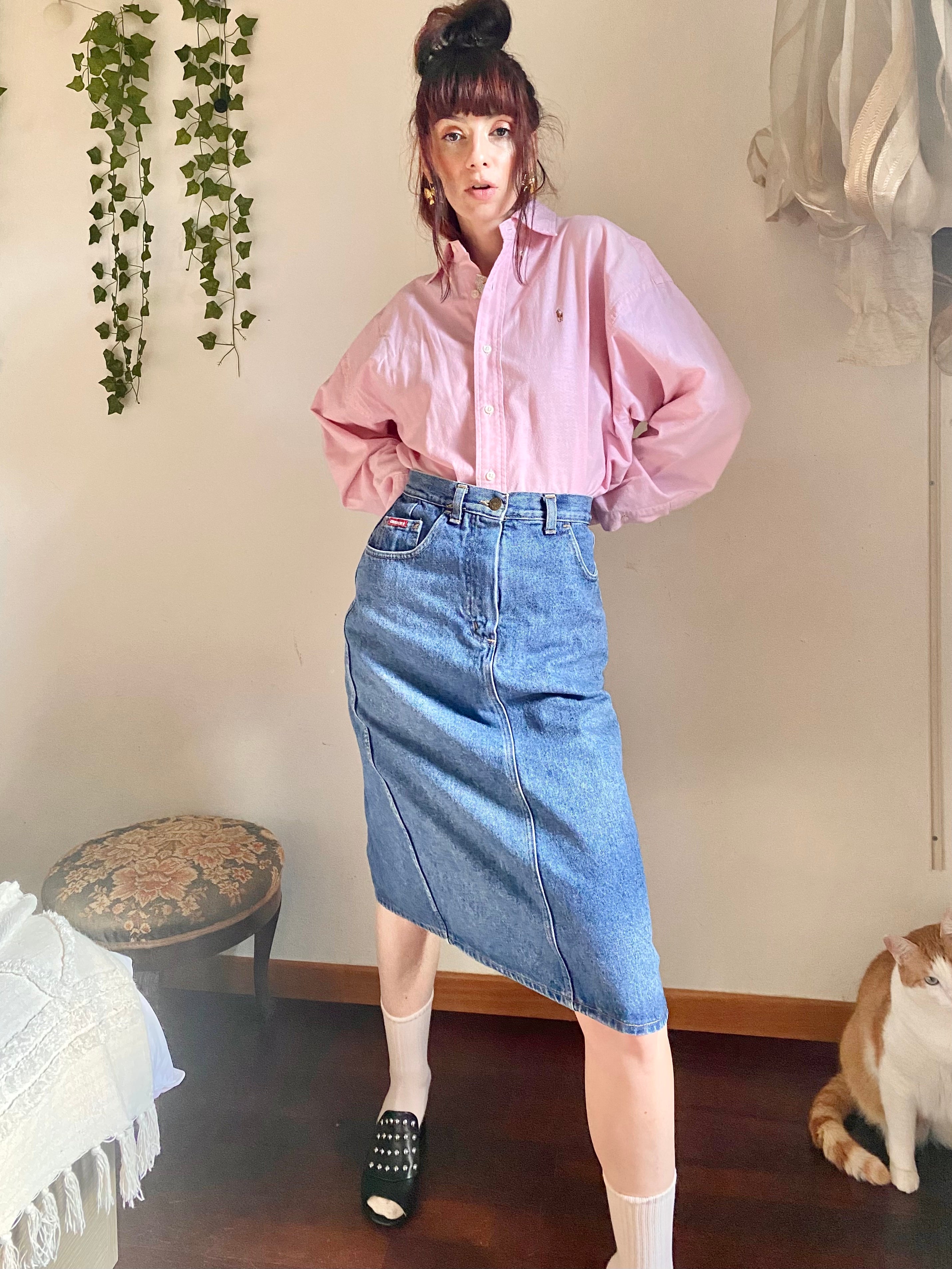 Gonna Carrera midi in jeans