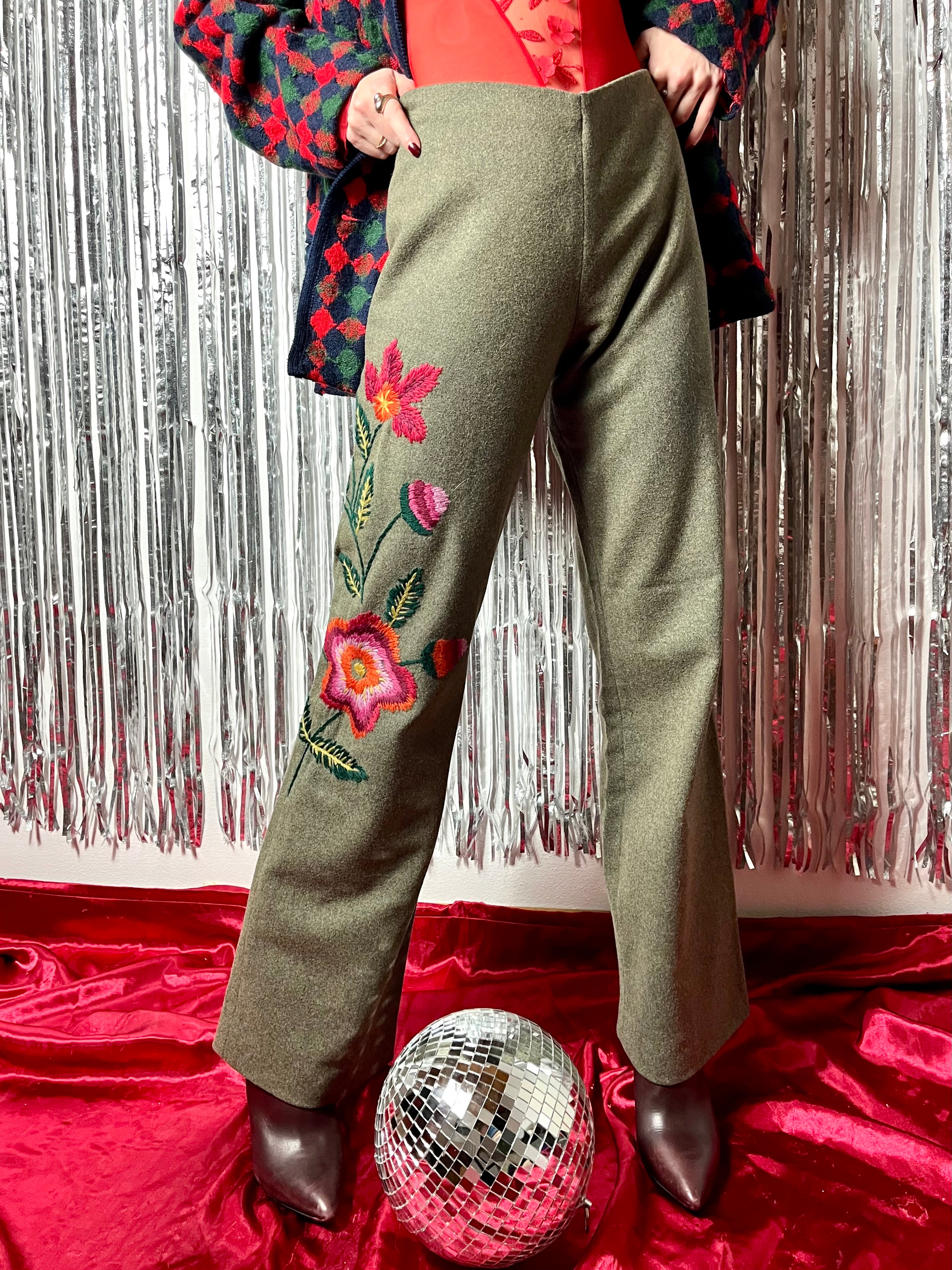 Pantalon en laine olive Mariella Burani