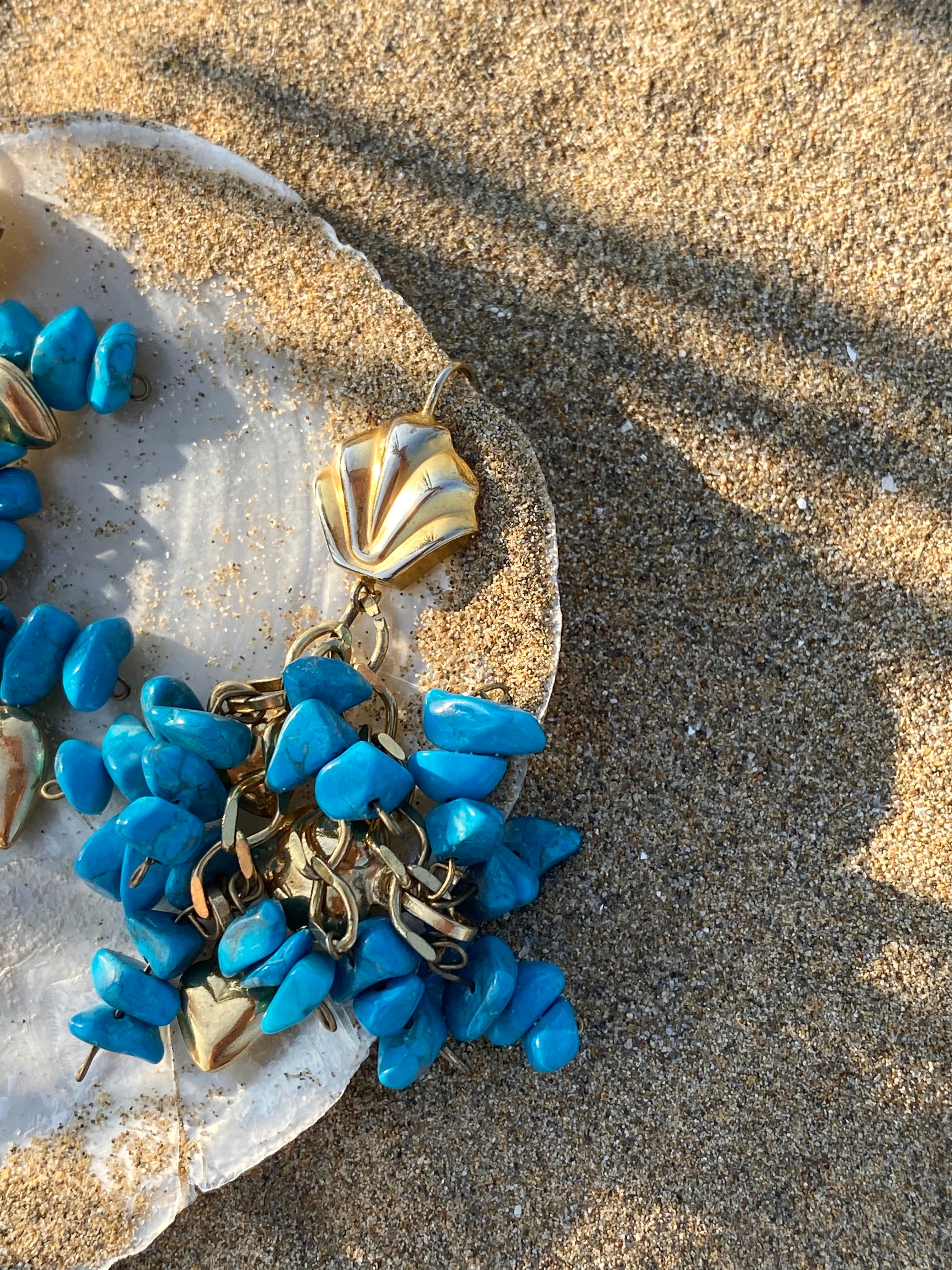 Ischia Orecchini a conchiglia e turchesi