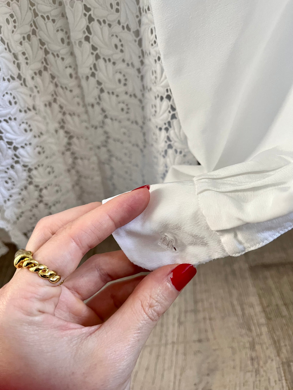 Camicia in pizzo macramè a palloncino