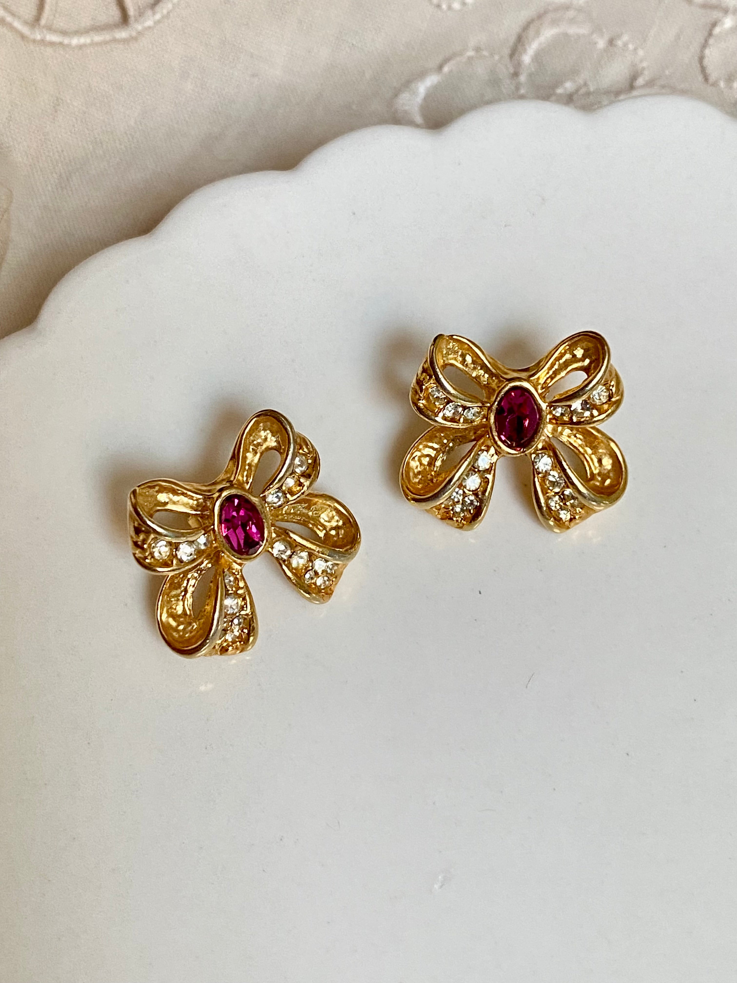 Nastro rosa orecchini a fiocco