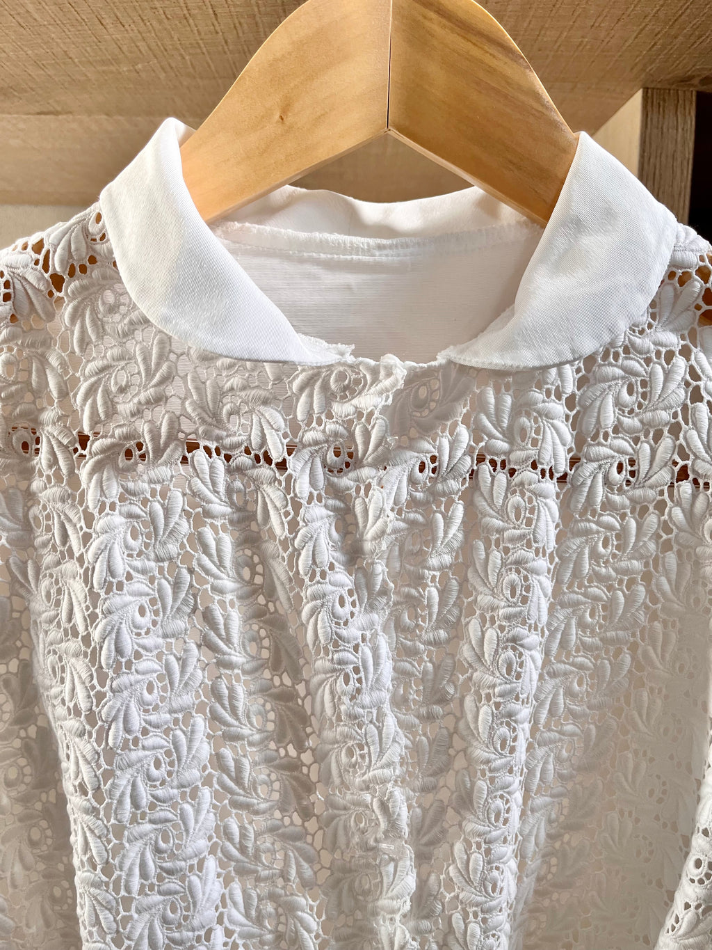 Camicia in pizzo macramè a palloncino