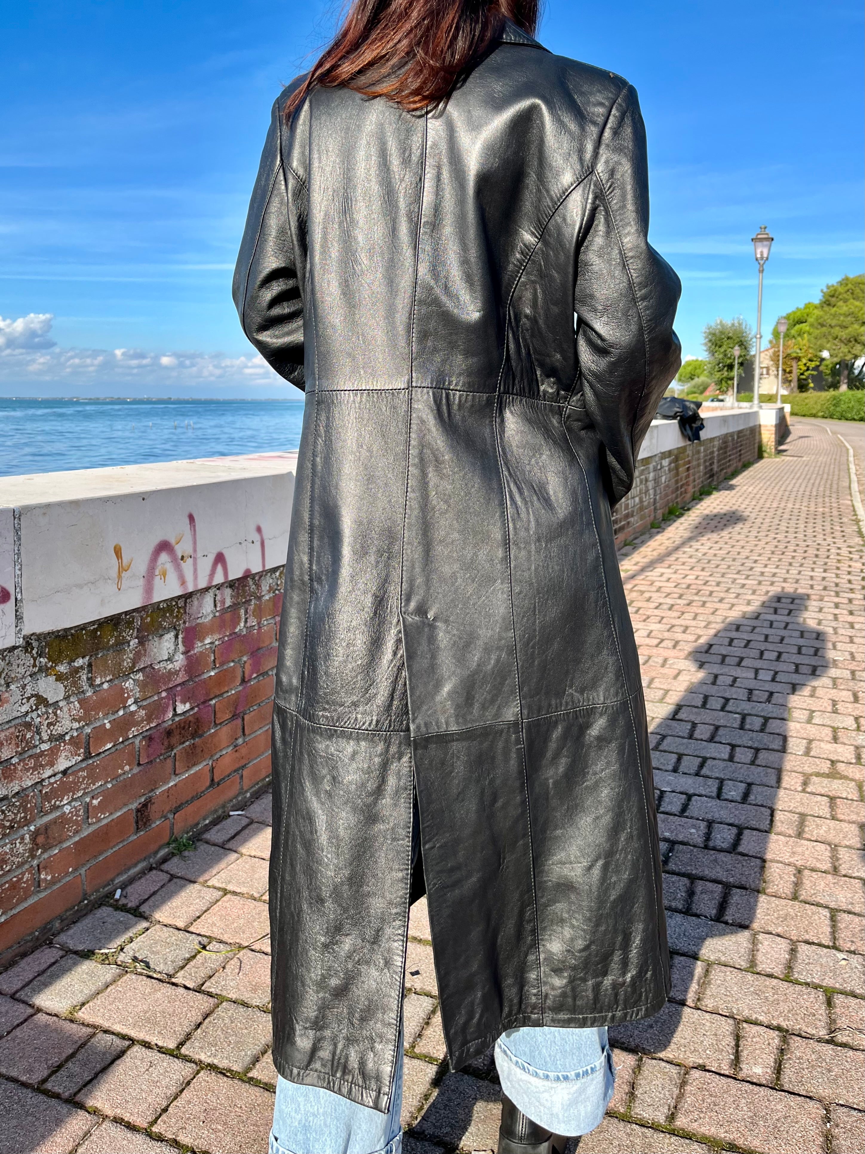 Cappotto lungo in pelle