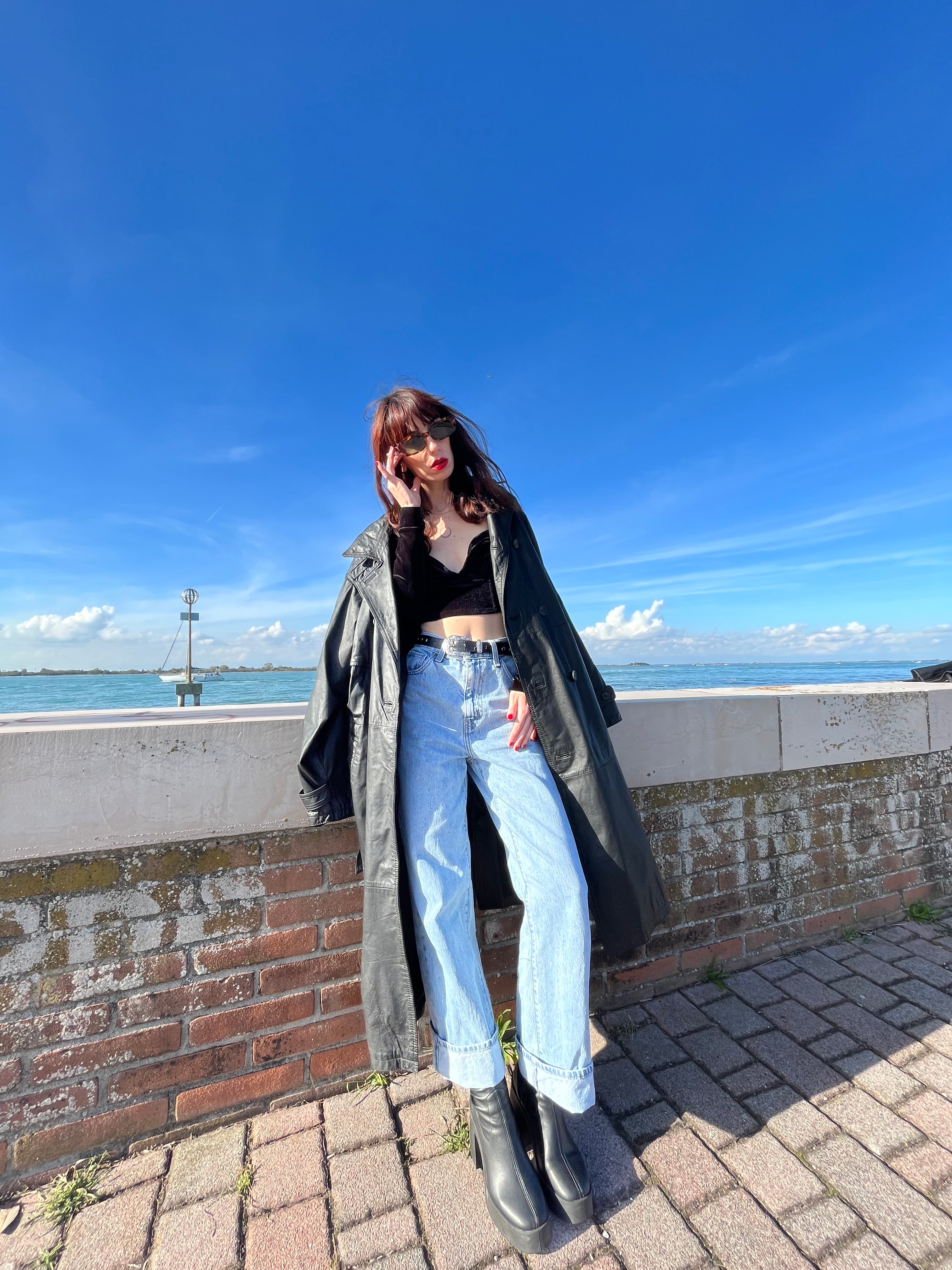 Trench oversize en cuir