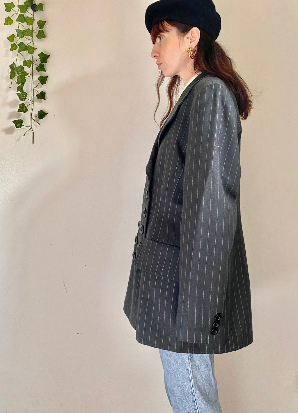 Blazer sfiancato gessato doppiopetto