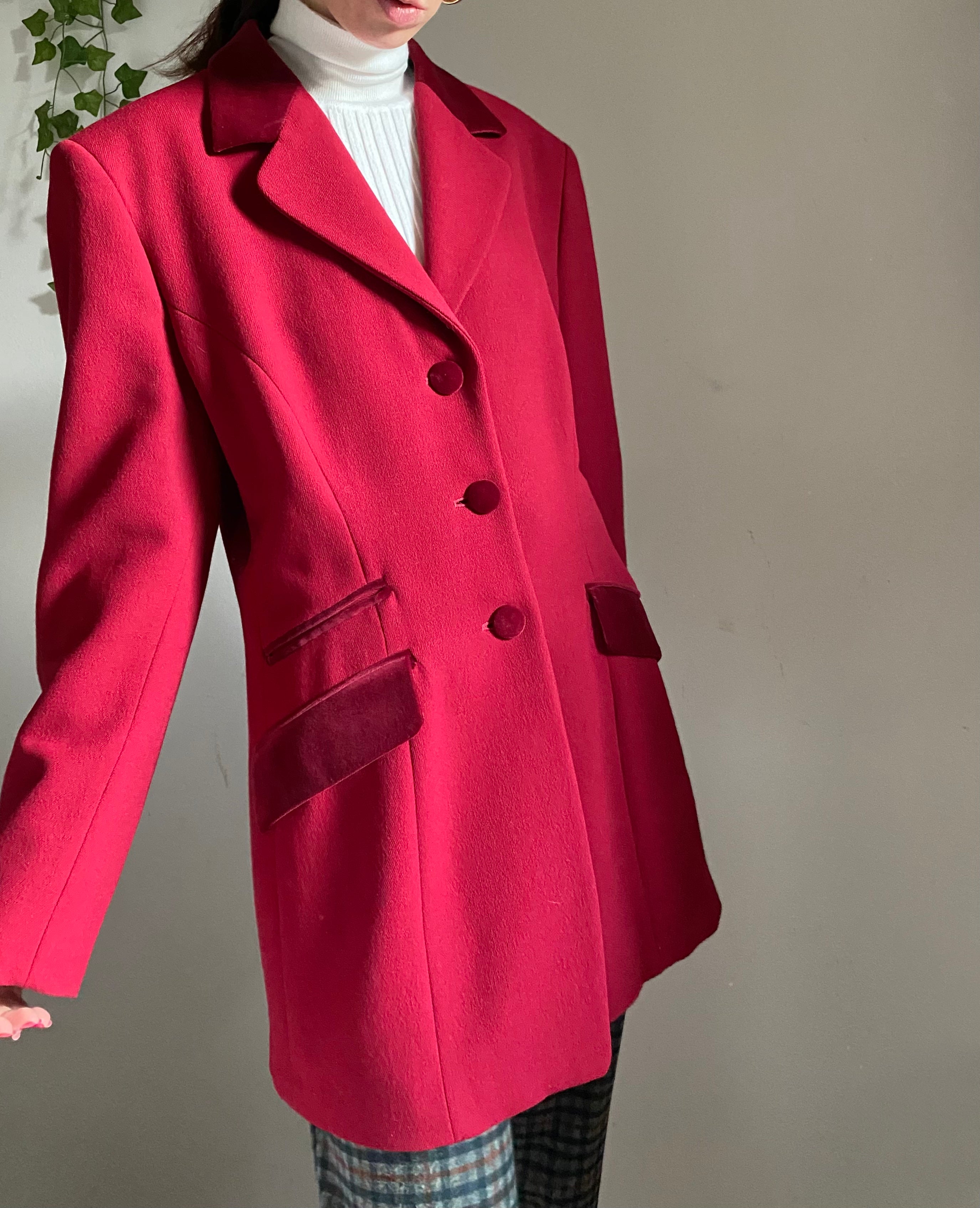 Blazer con dettagli in velluto monopetto