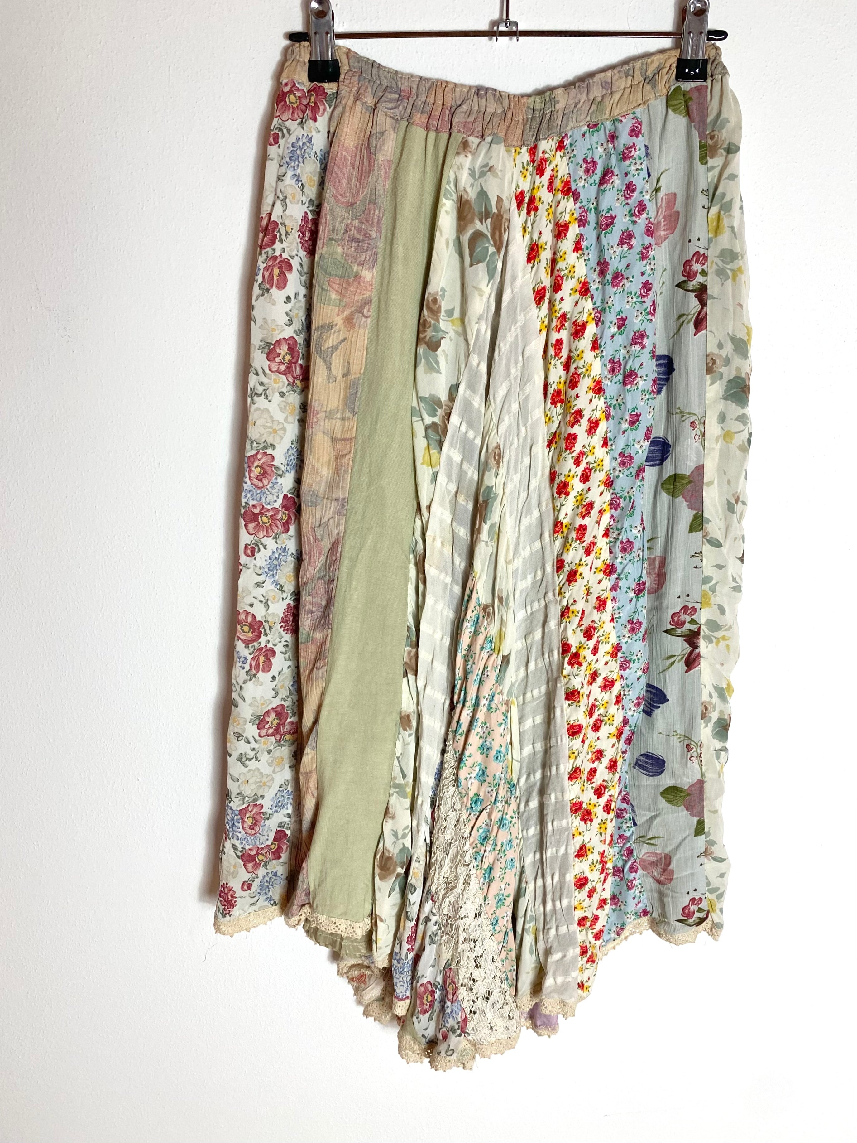 Gonna midi effetto stropicciato 70s