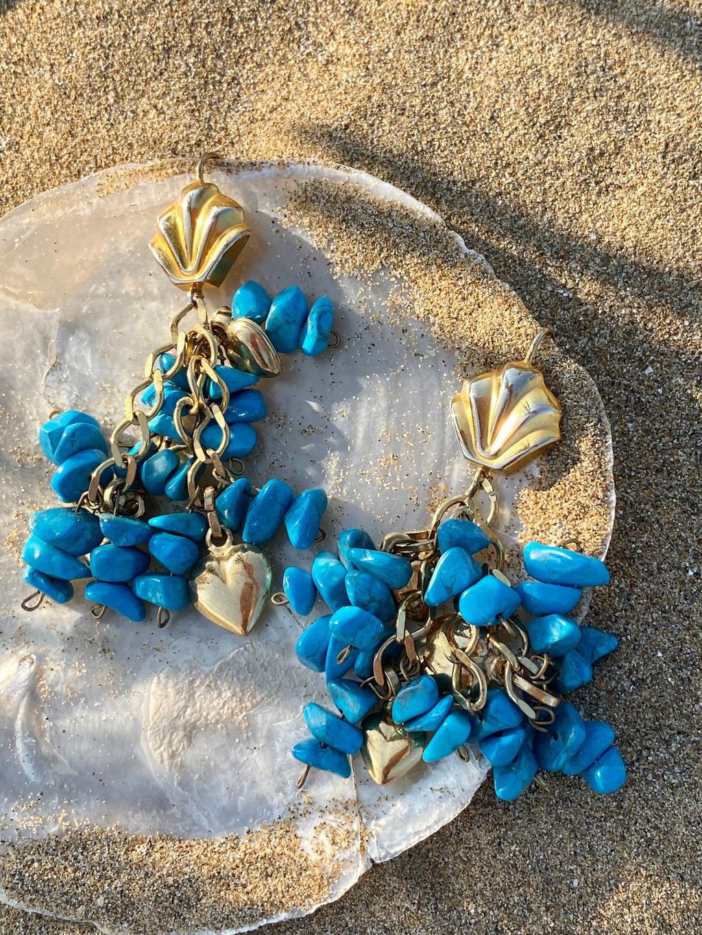 Ischia Orecchini a conchiglia e turchesi
