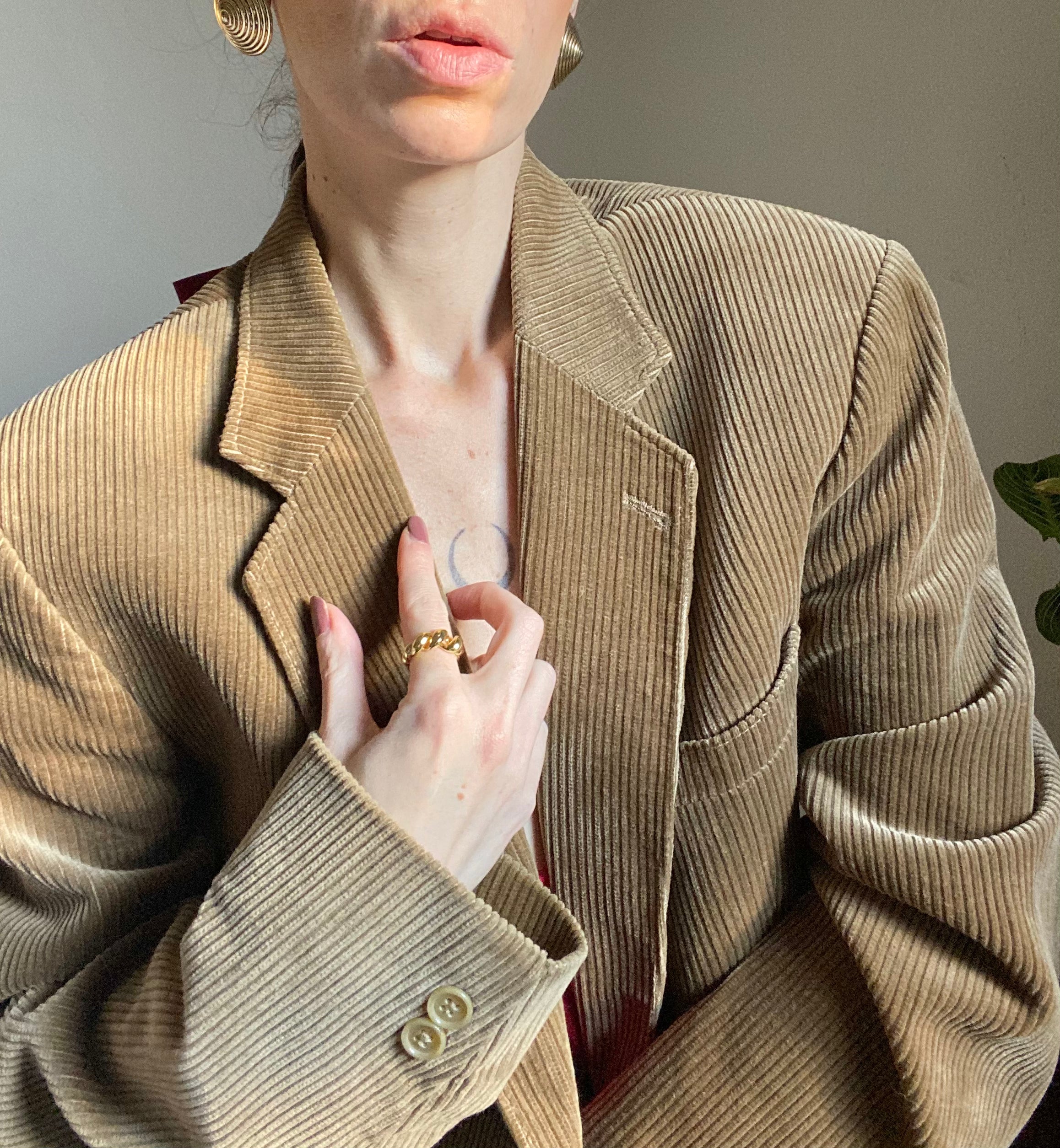 Blazer boxy sabbia in velluto a coste