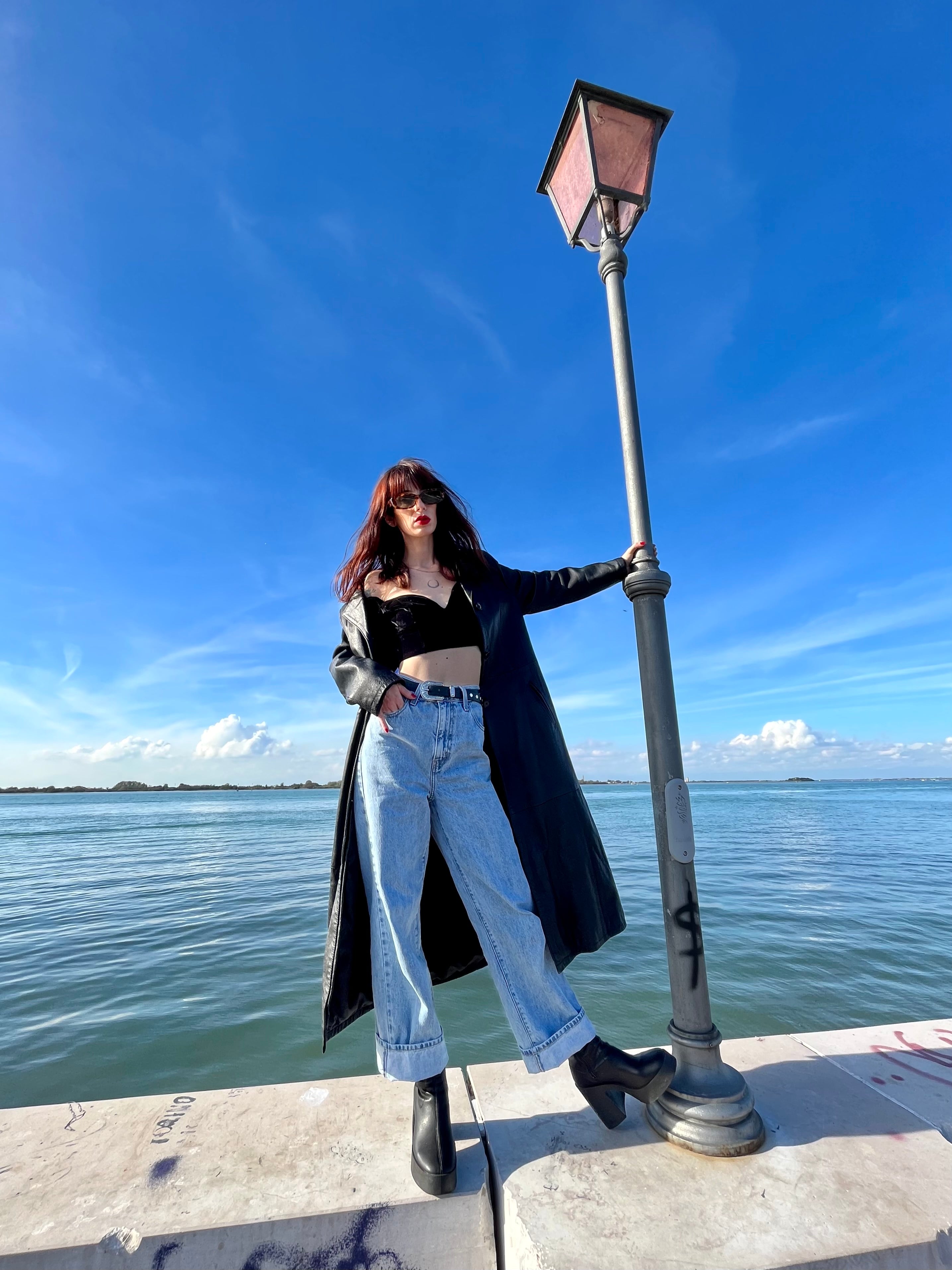 Cappotto lungo in pelle