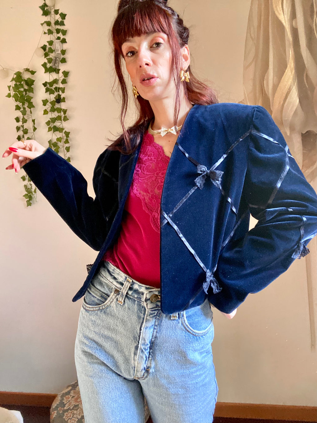 Blazer velvet bolero fiocchi