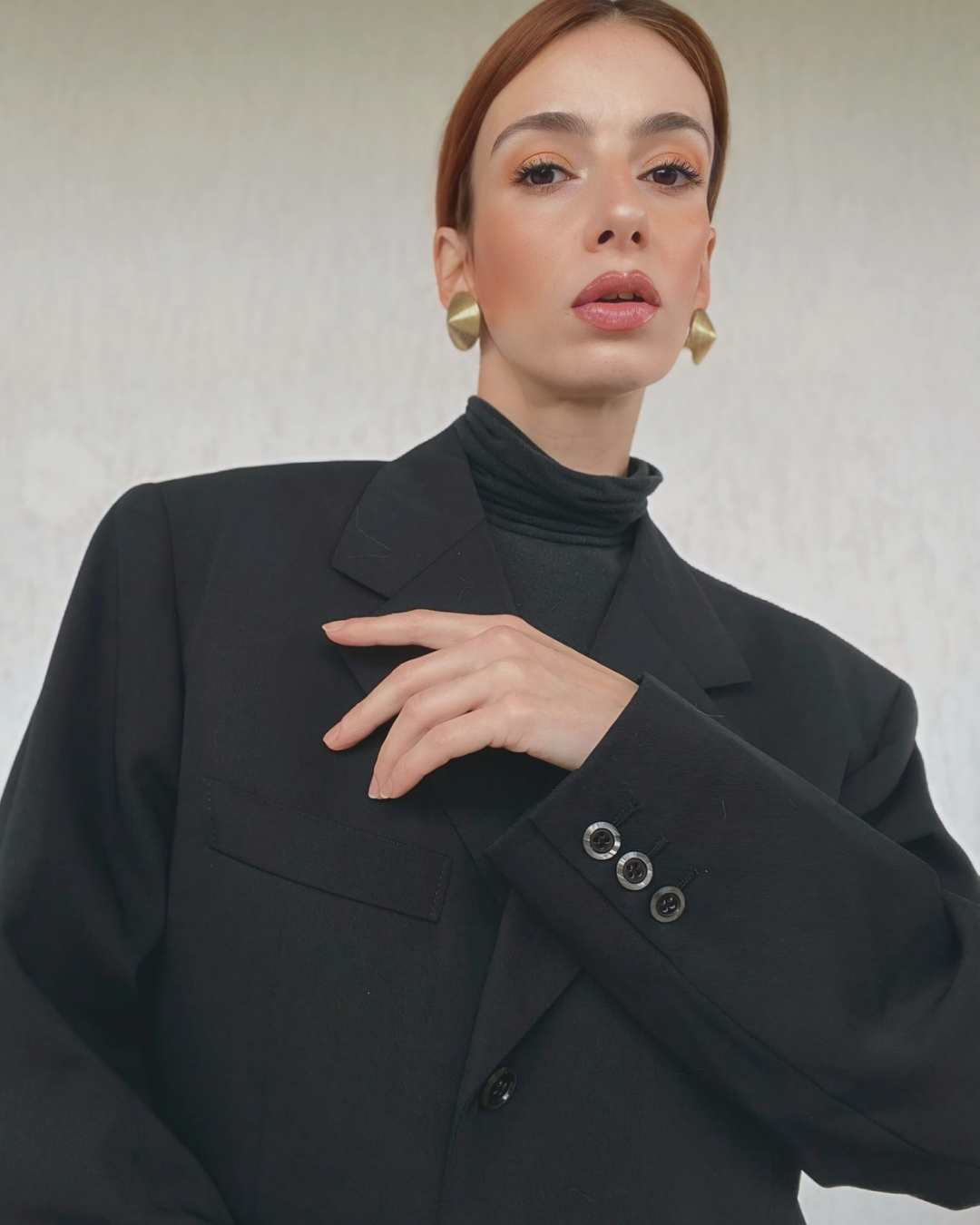 Blazer ajusté à simple boutonnage et revers en pointe