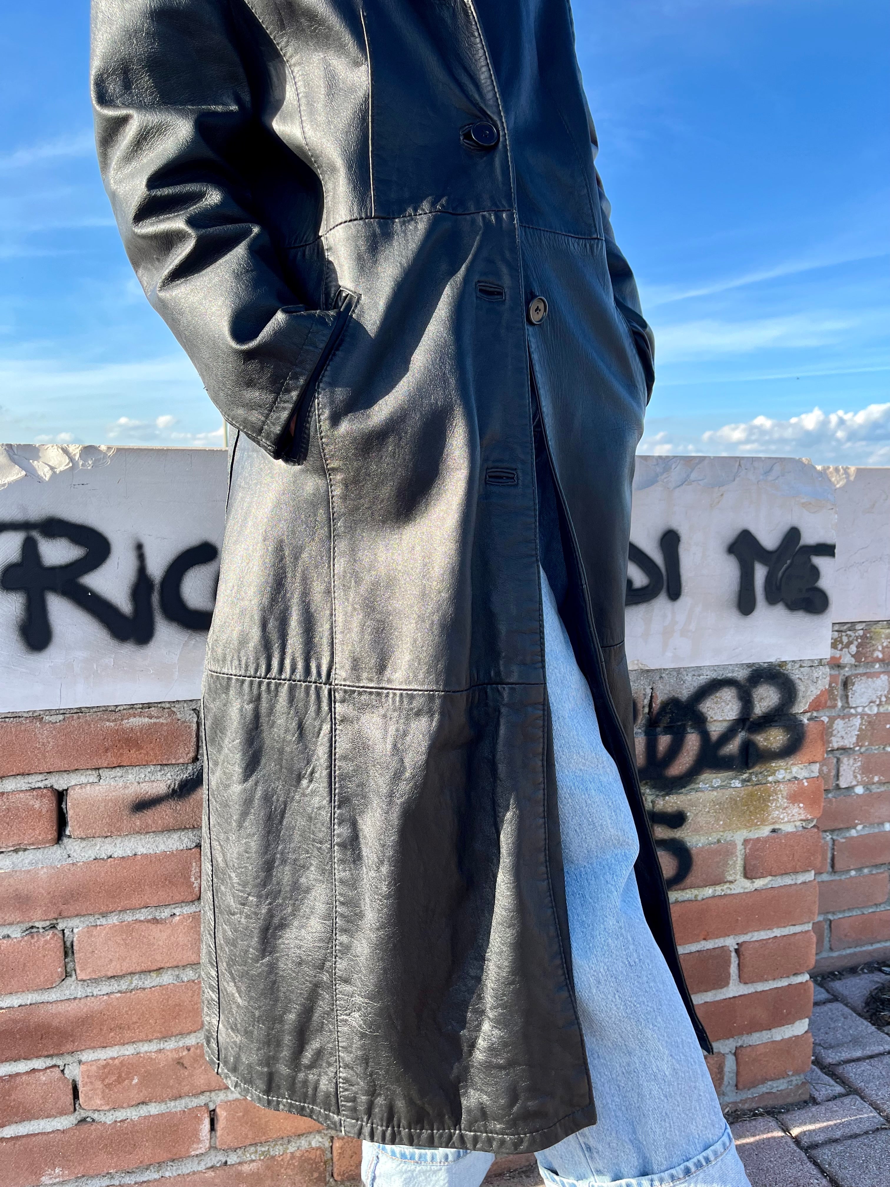 Cappotto lungo in pelle