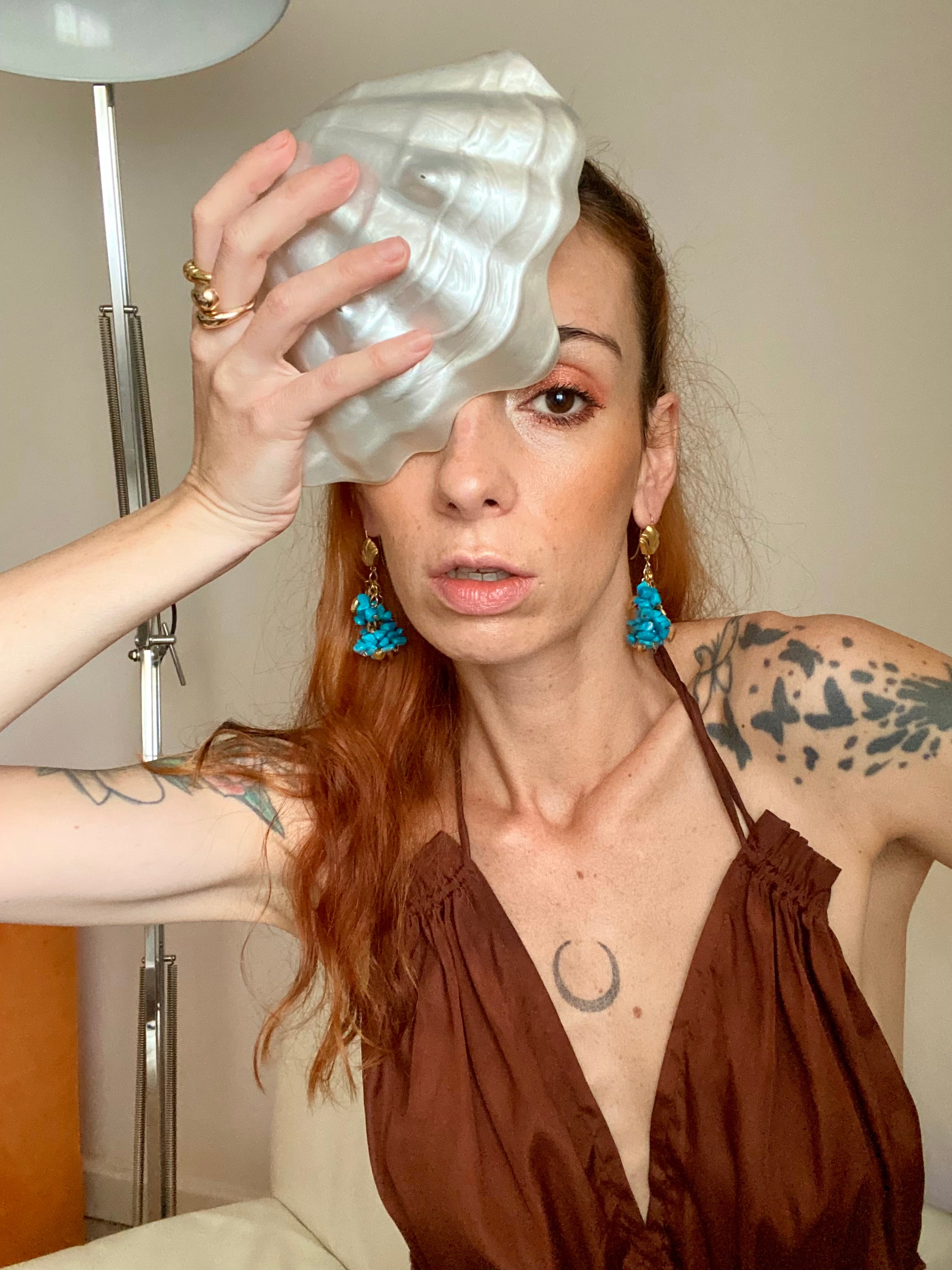 Ischia Orecchini a conchiglia e turchesi