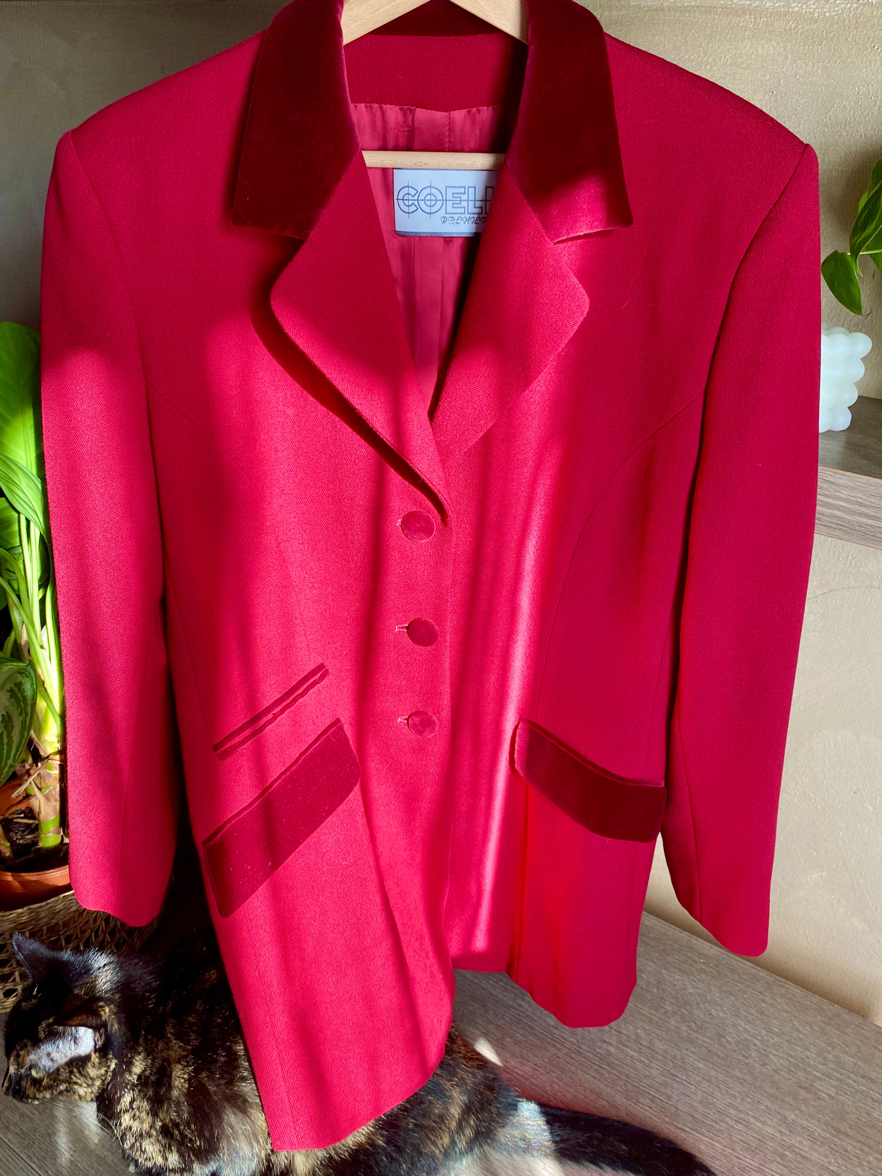 Blazer con dettagli in velluto monopetto