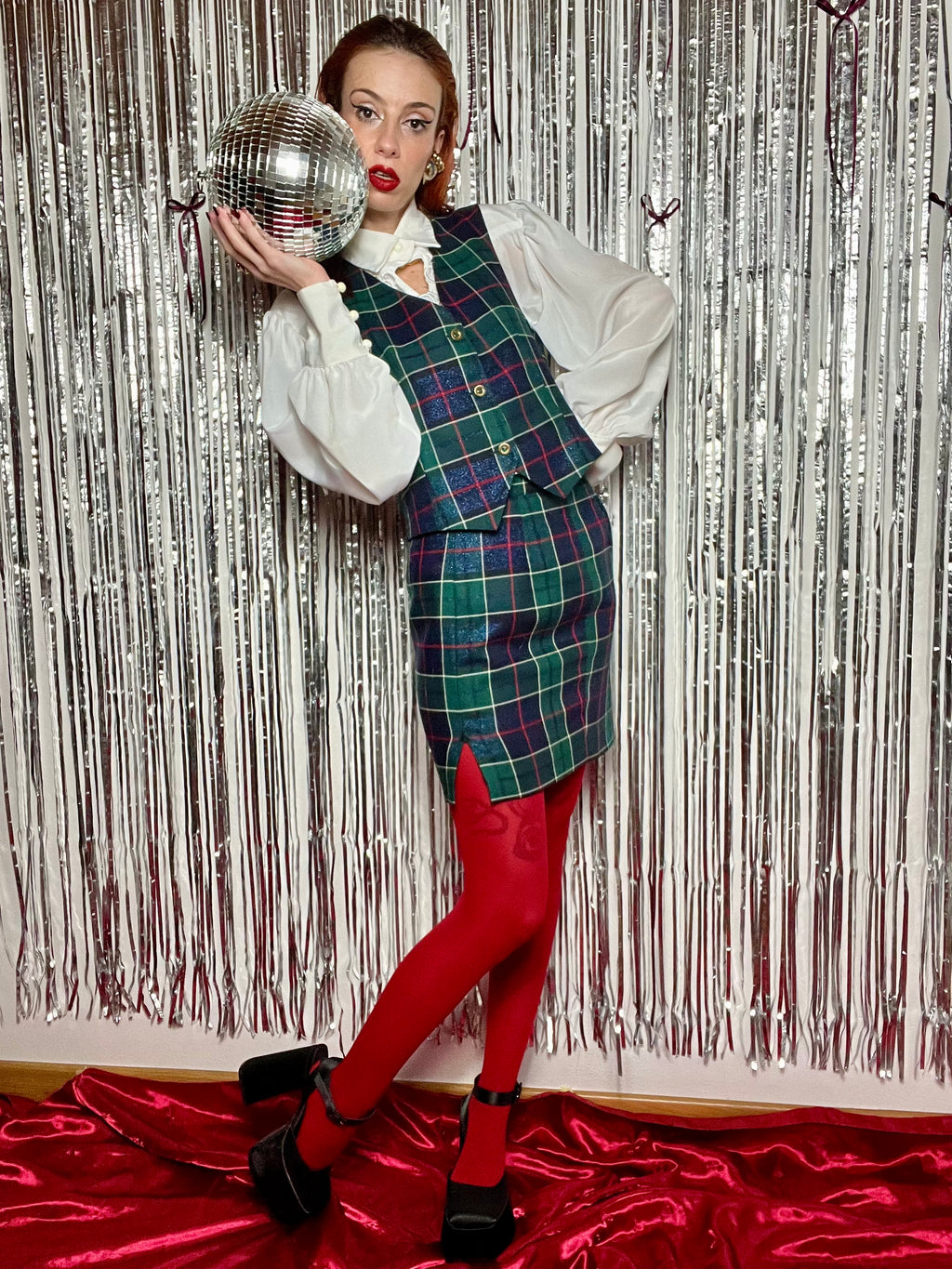 Completo tartan Minigonna Gilet