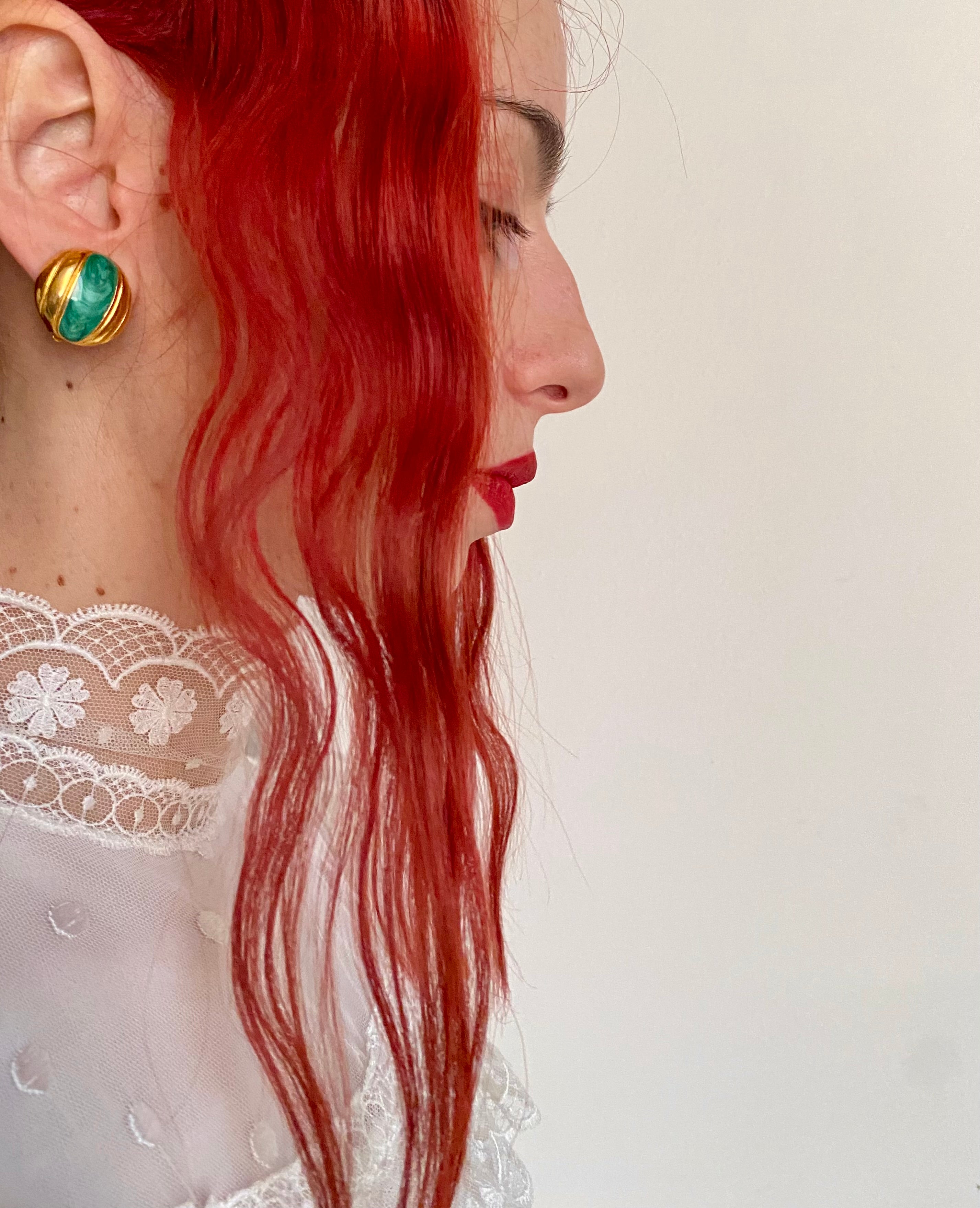 ALGA Orecchini smeraldo smaltati