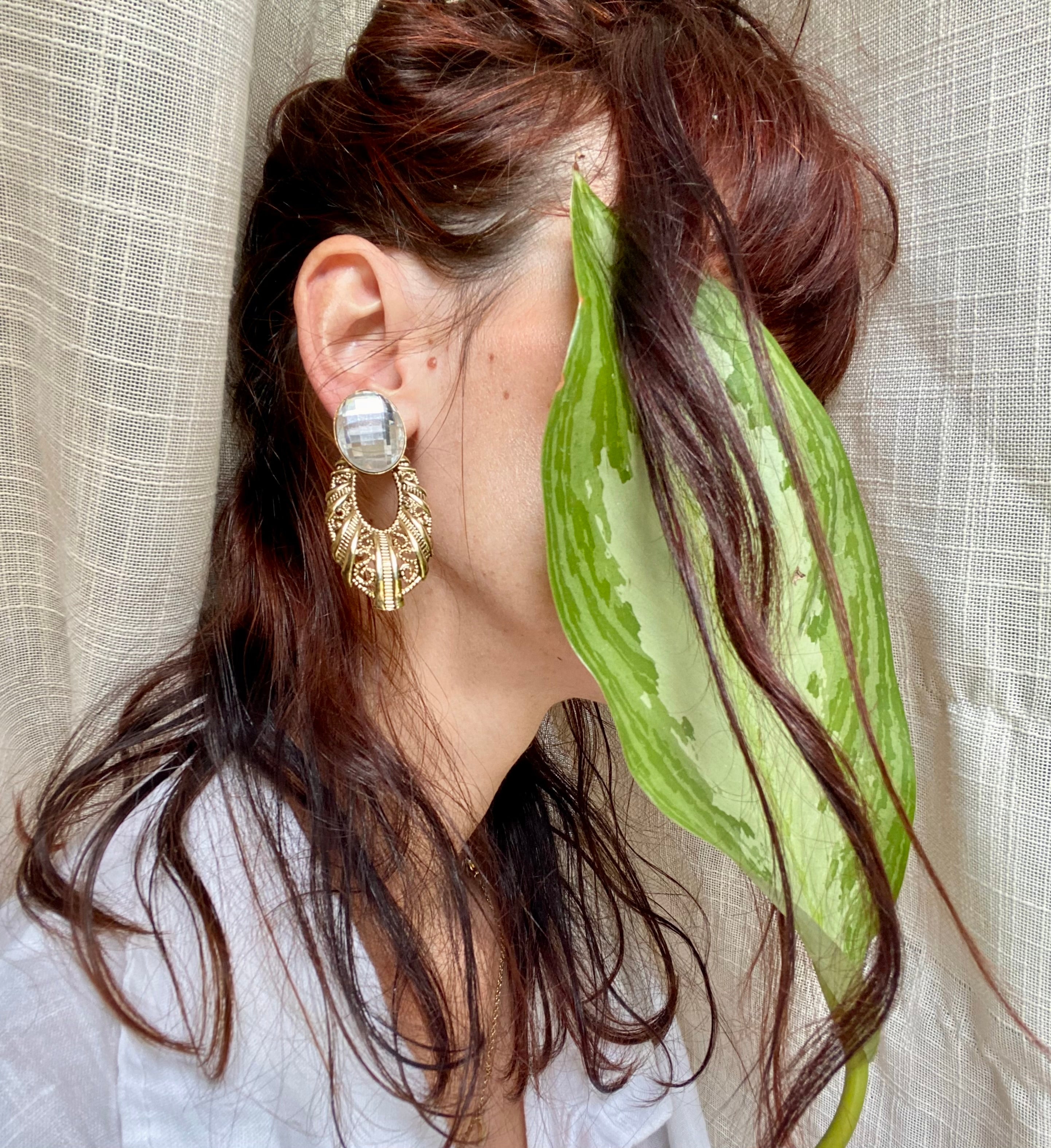 Boucles d'oreilles clip Vénus avec point lumineux