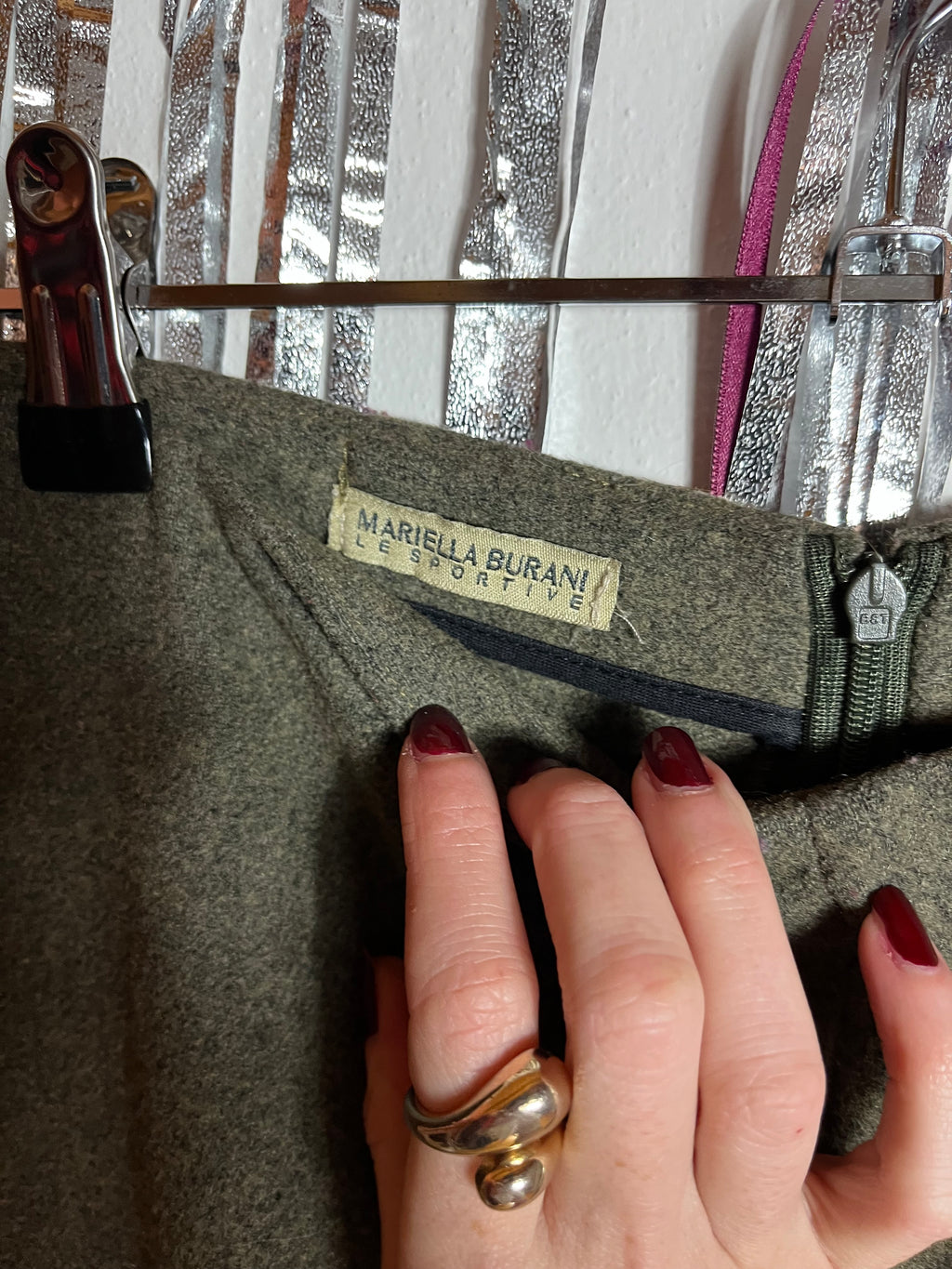 Pantaloni oliva in lana Mariella Burani