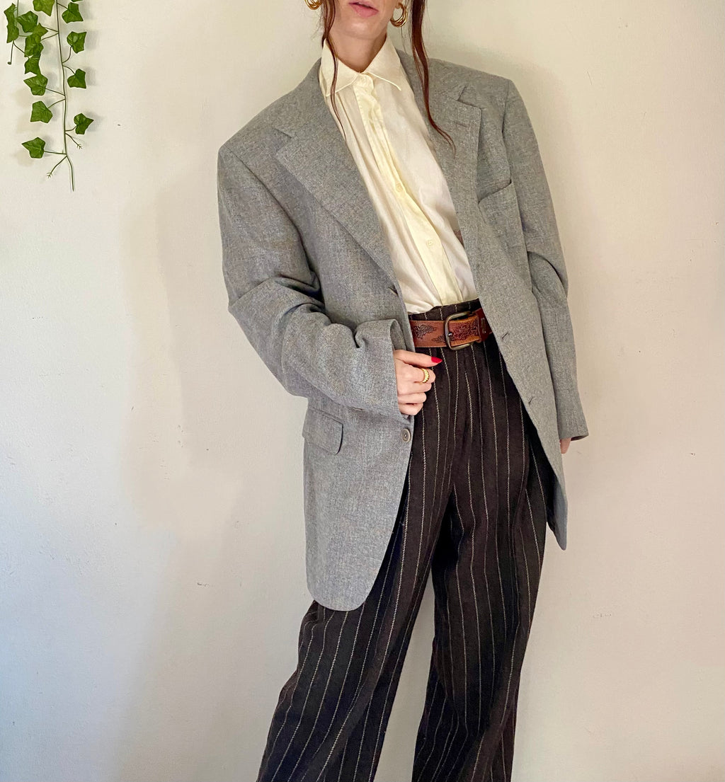 Blazer boxy grigio cenere monopetto
