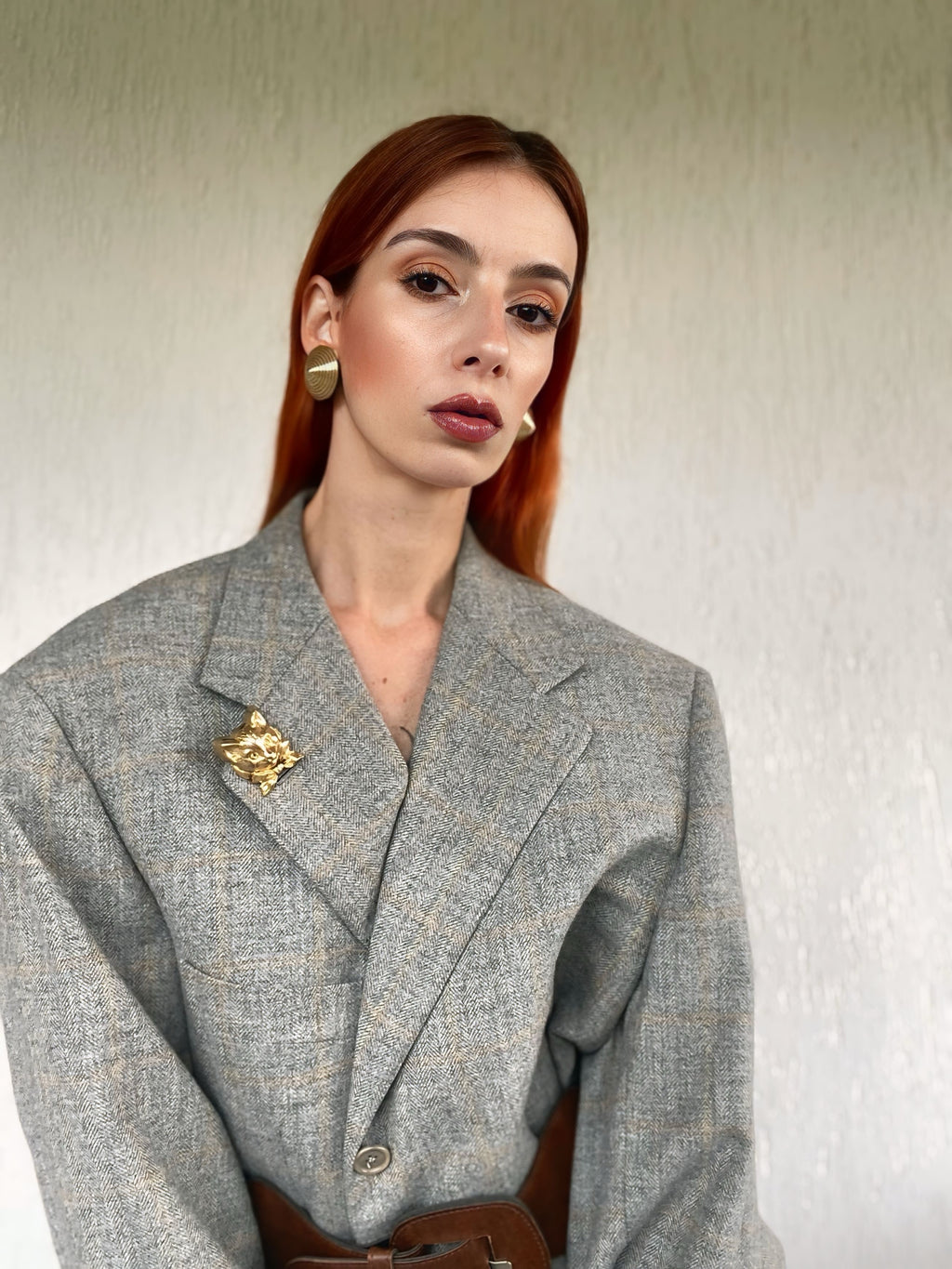 Blazer boxy gris cendré à simple boutonnage